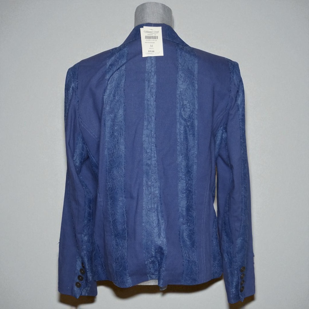 Coldwater Creek LS Hint of Lace Blazer Jacket Cornflower Blue – Medium – NWT $99