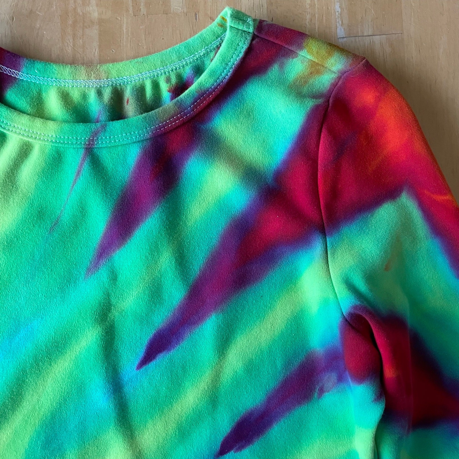 Ice Dyed Long-sleeve Dress – Tie Dye Hippie Boho Drippy Rainbow (Women’s Medium)
