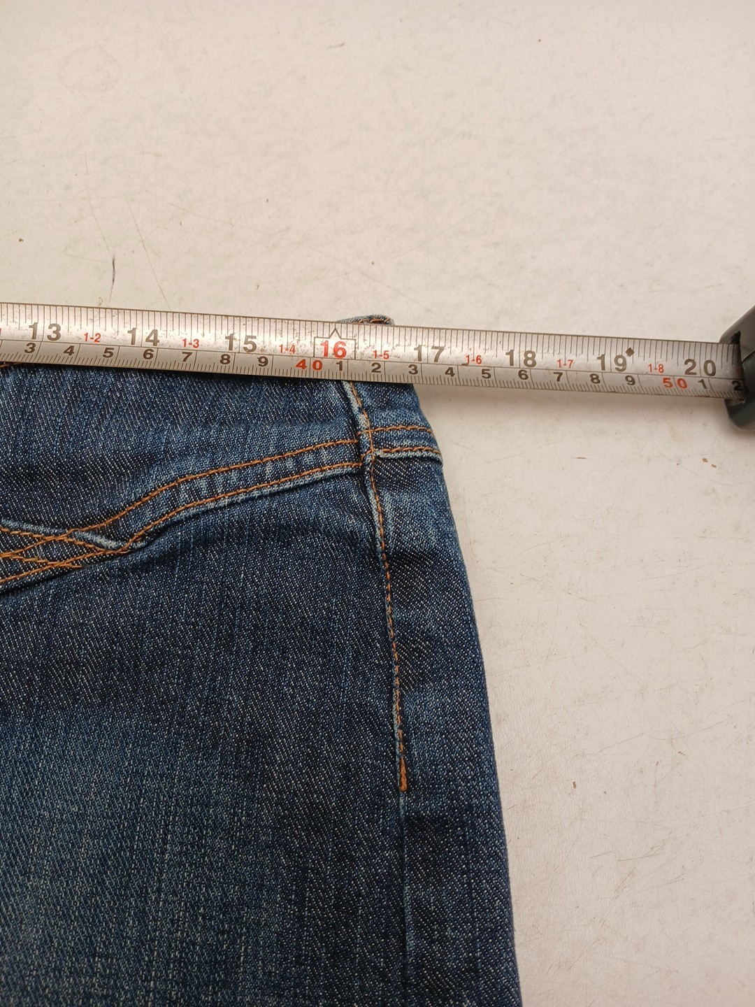 French Connection FCUK Denim Mini Skirt UK 14 Metal Logo Tag Zip and Hook Close.