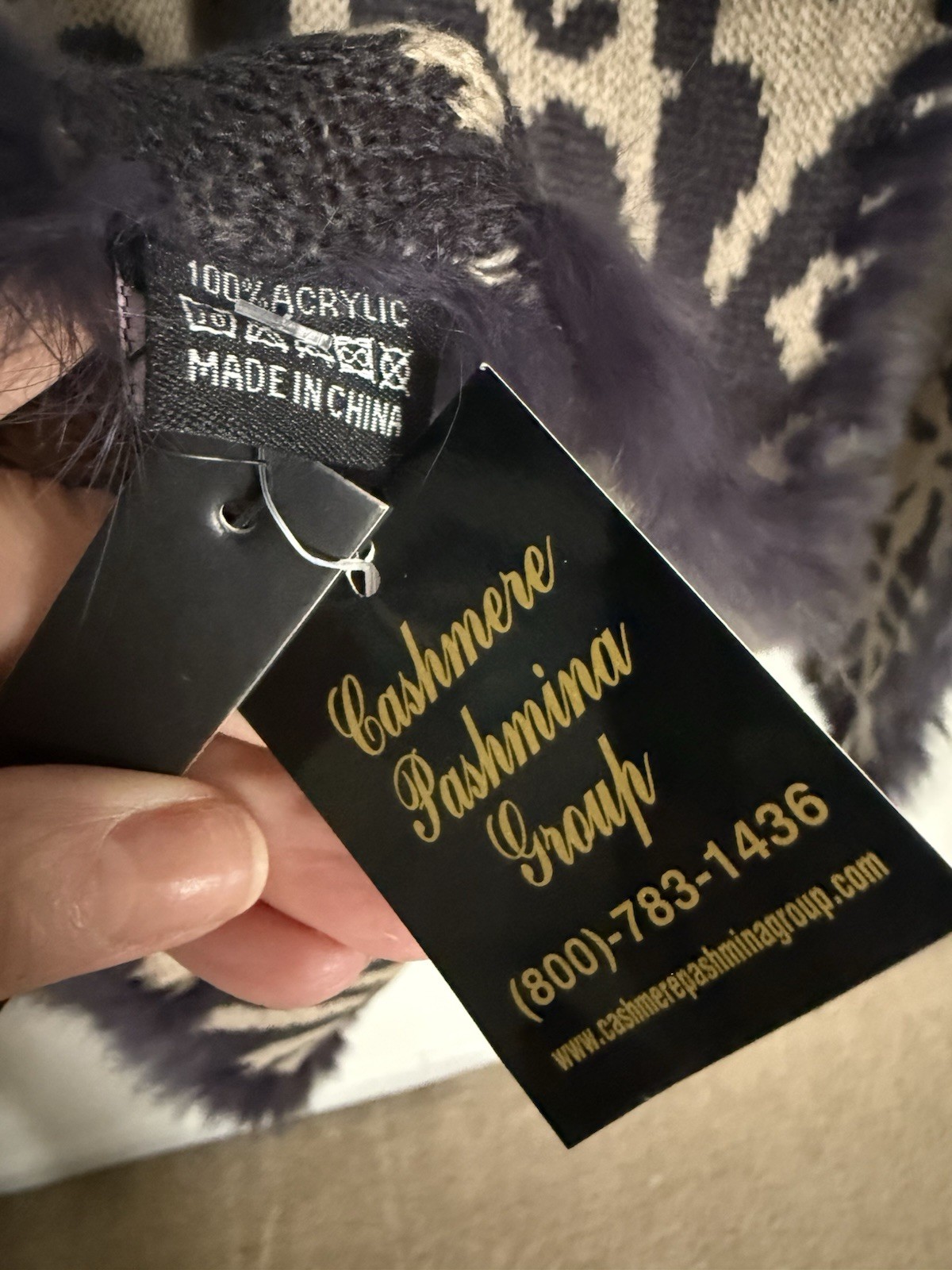 Pretty Persuasions NWT Tan/Black Fur Trimmed Wrap, 78 “ x 18” ~ 100% Acrylic