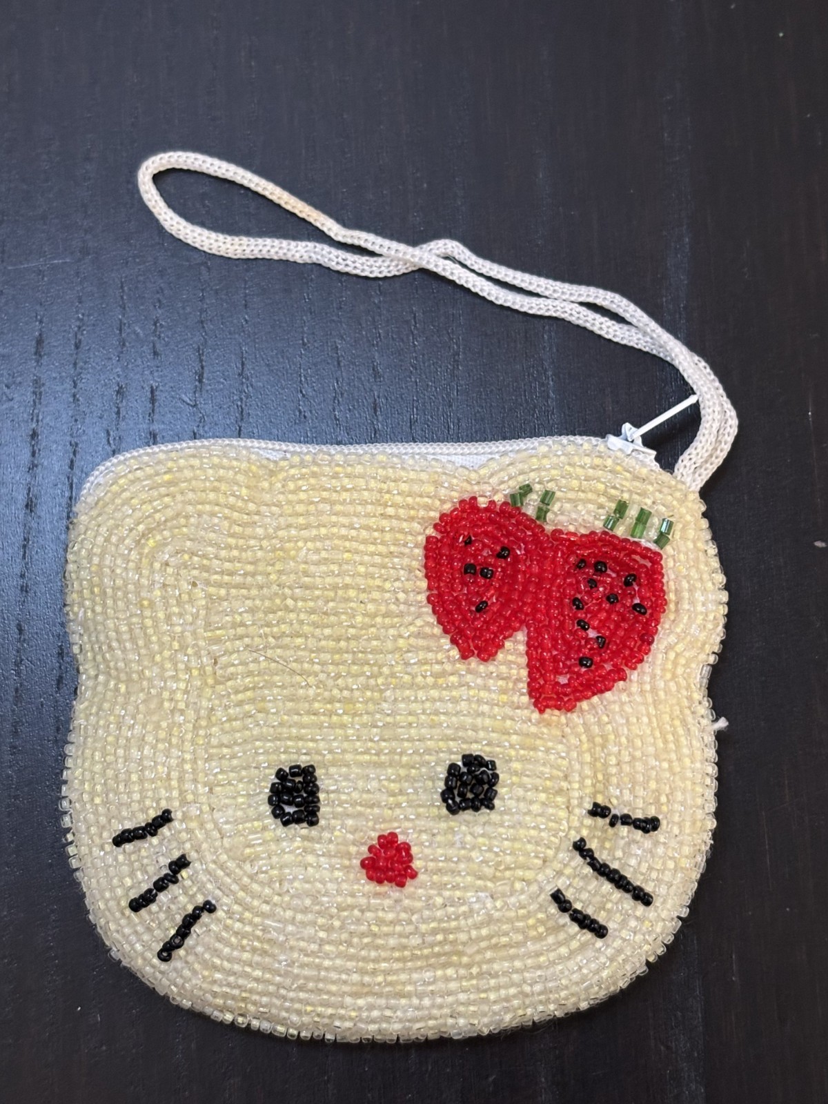 Yellow Beaded Hello Kitty Change Purse