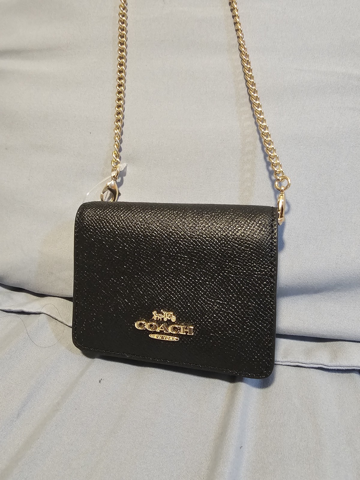 Coach Mini Leather Wallet On a Chain – Black (C0059)