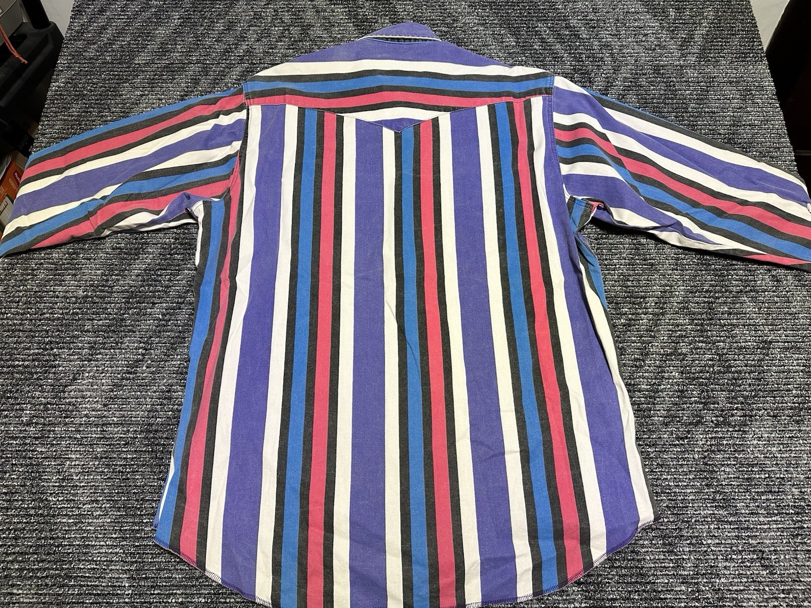 VTG Wrangler Brushpopper 80s-90s Made In USA Striped Western Shirt Button Down