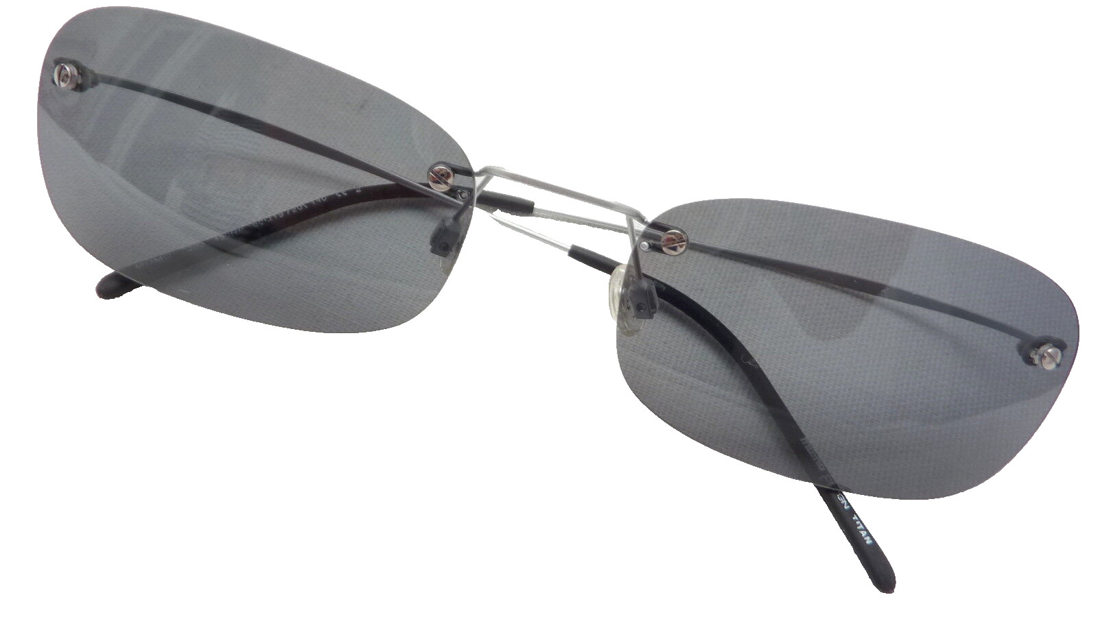 Men’s Sunglasses Rimless Titanium Eyewear Gray Plastic Lens Nickel Free Lightweight