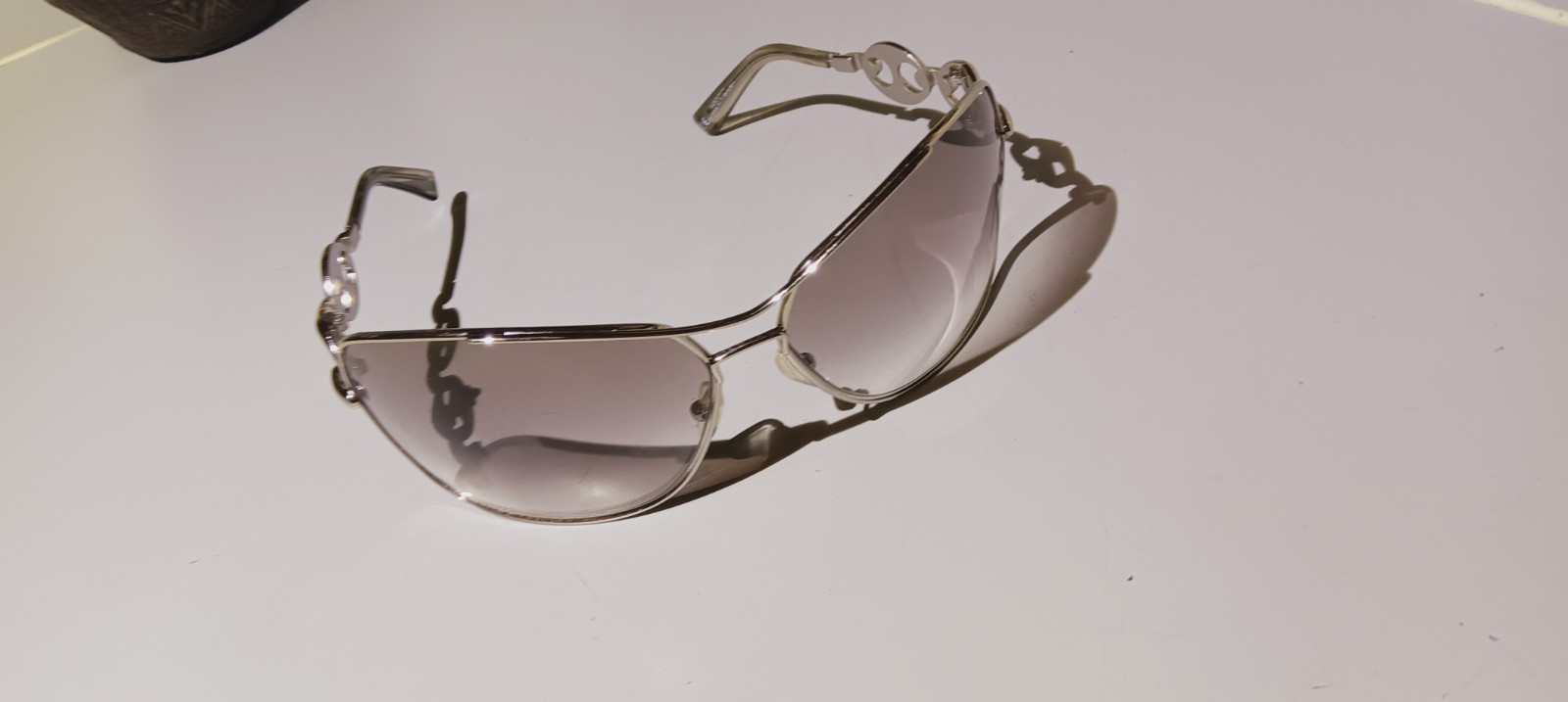 Gucci GG 2715/S Wrap Sunglasses Silver Metal Frame Gray Gradient UV 125mm
