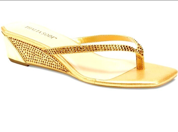 Thalia Sodi Women’s Verra Wedge Sandals Color Light Gold Metallic FB, New!