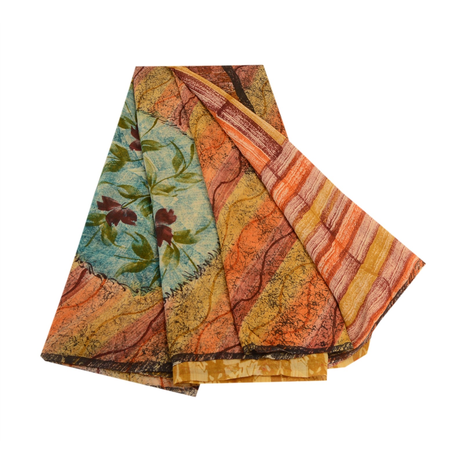 Sanskriti Vintage Sarees 100% Pure Georgette Silk Printed Sari 5 Yd Craft Fabric