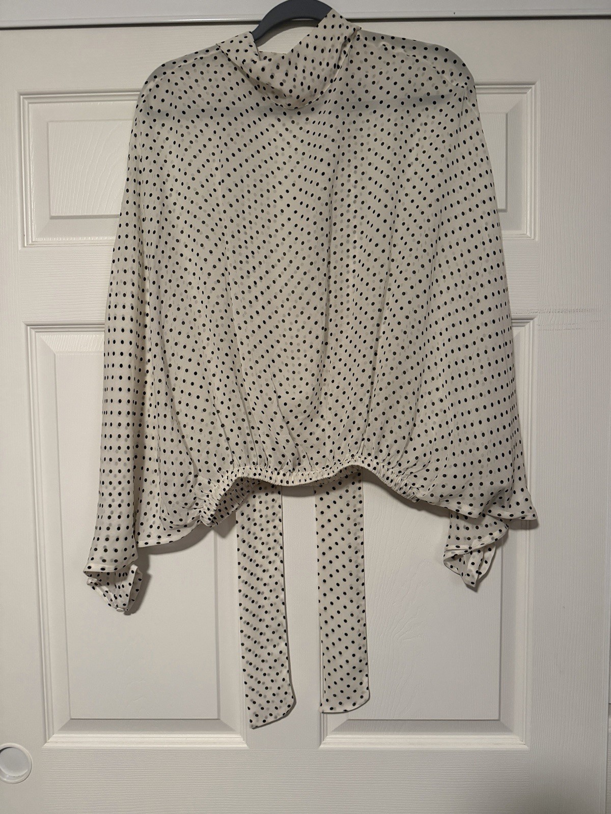 Zara ZW Collection Sheer Polka Dot Top Blouse Batwing Black White Copenhagen