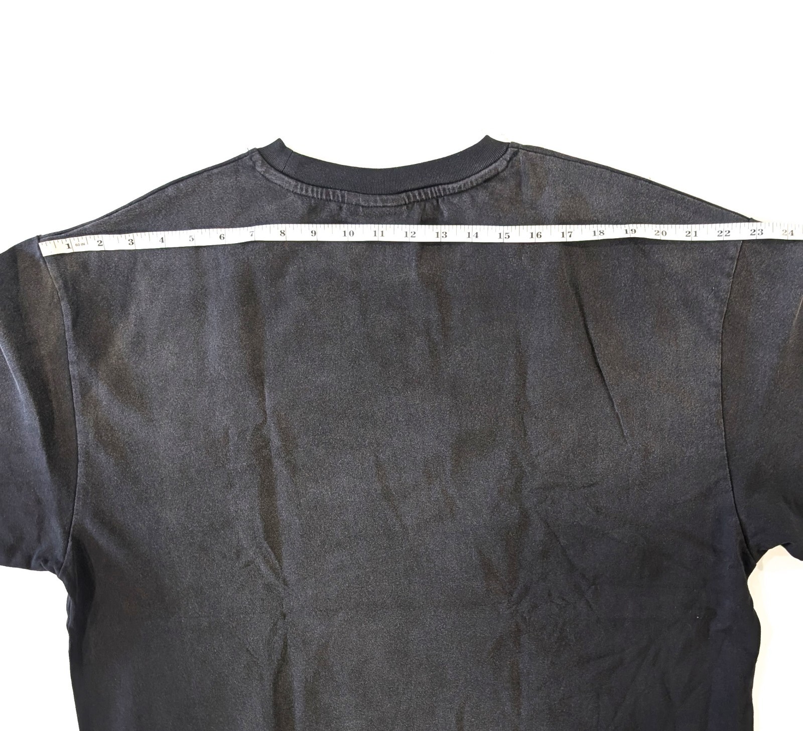 Saint Vanity Tee T-Shirt Black Distressed Size L SV Logo Printed Boxy Cotton New