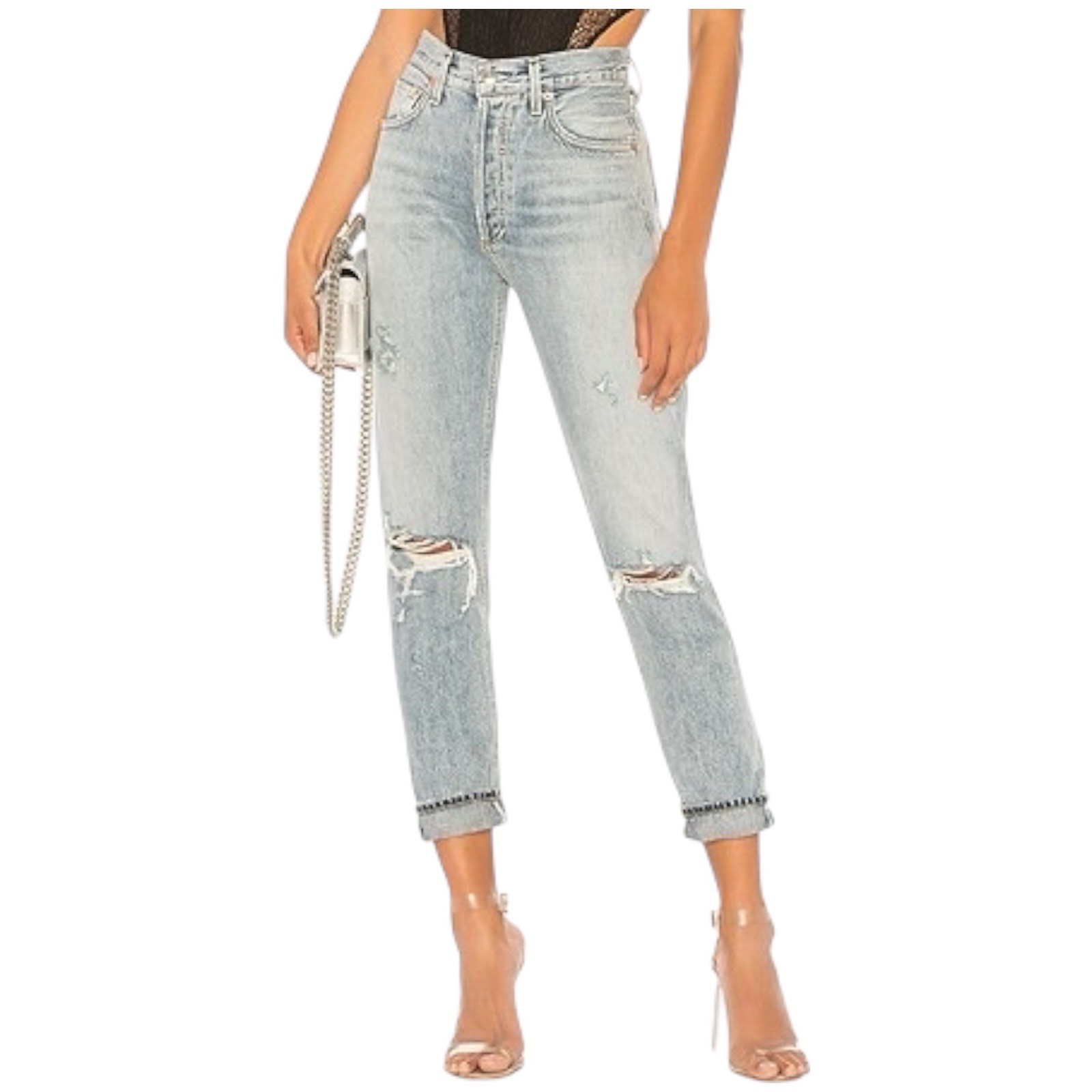 AGOLDE Women’s Jamie High Rise Classic Jeans Resolution Wash Size 26 Distressed