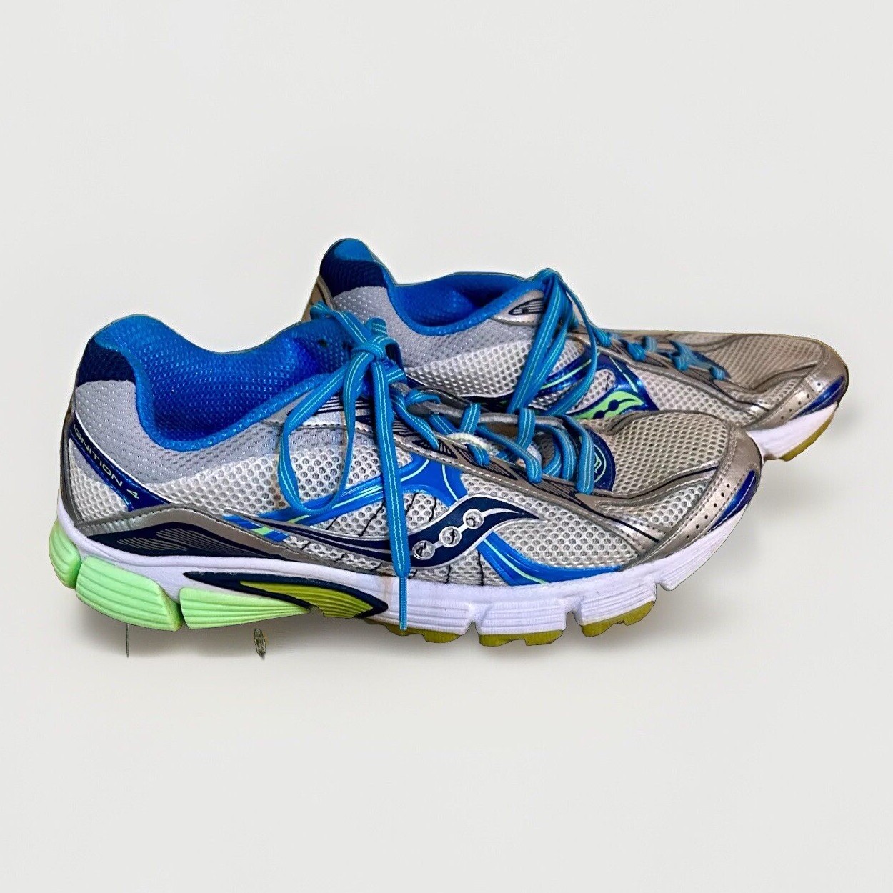Saucony Womens Ignition 4 15169-2 White Blue/Grn Running Shoes Sneakers Size 10