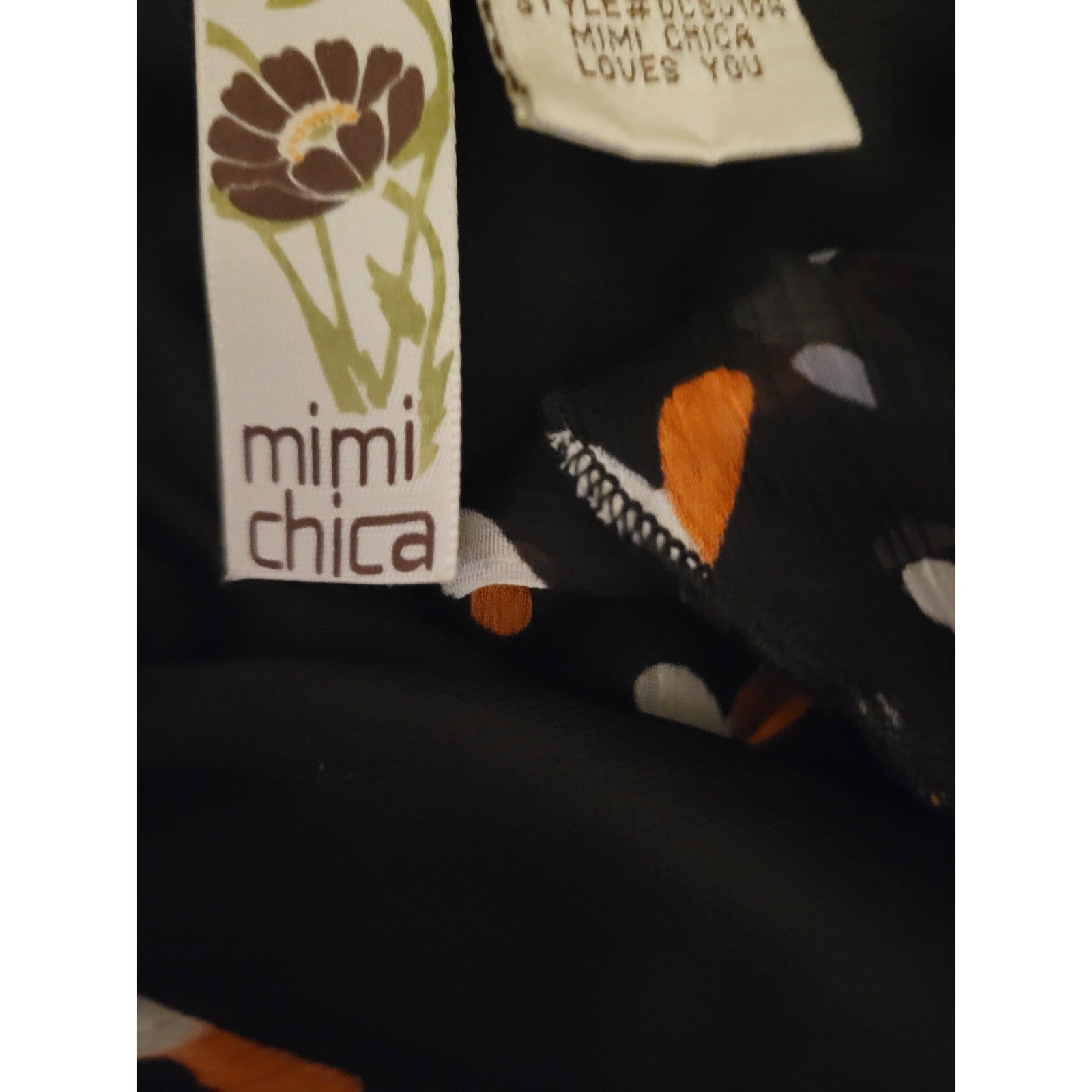 Mimi Chica Womens Heart Print Ruffle Wrap Mini Dress Black Orange Large DCS 807