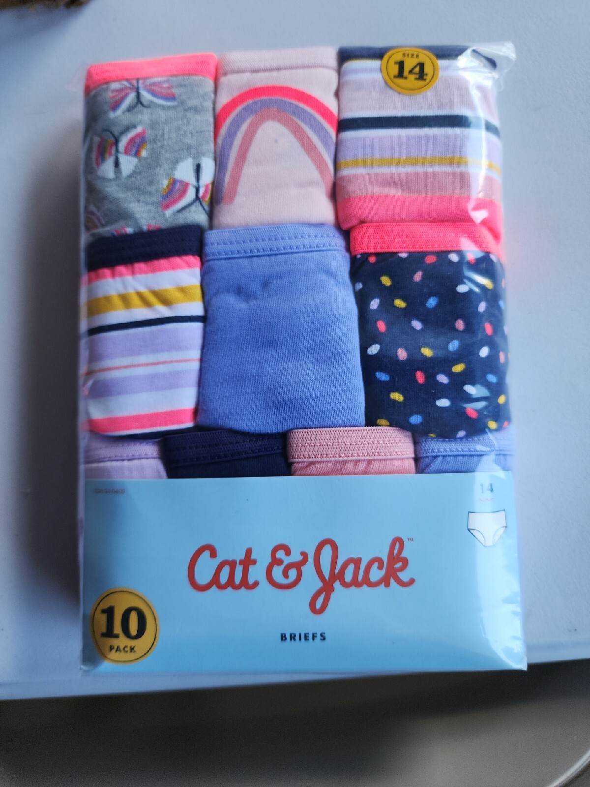 Cat & Jack Classic Cotton Briefs 10 Pack Assorted Girls Size 14 New