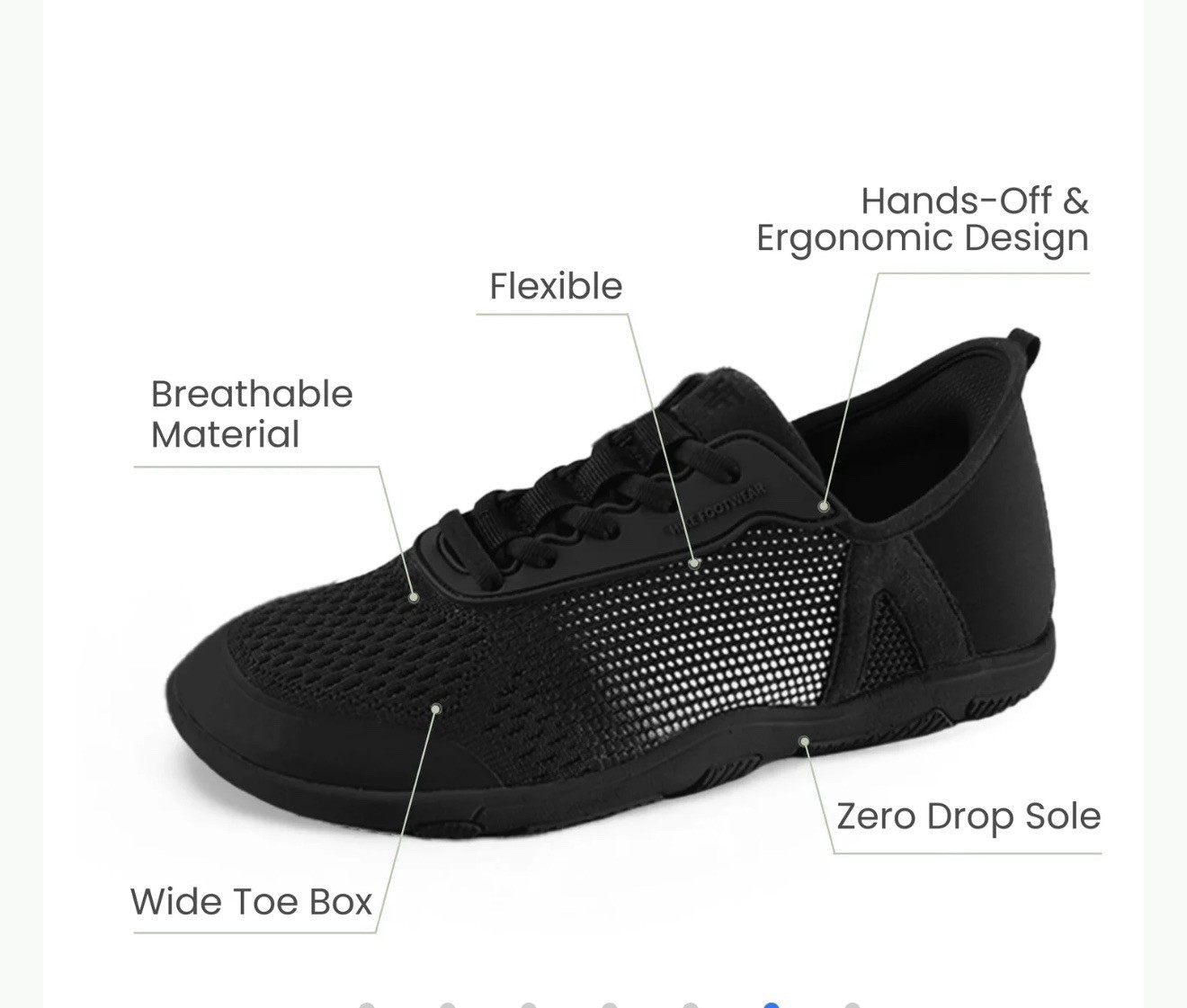 Hike Footwear Stride Black Barefoot Sneaker Unisex Size EU37 W7 M5