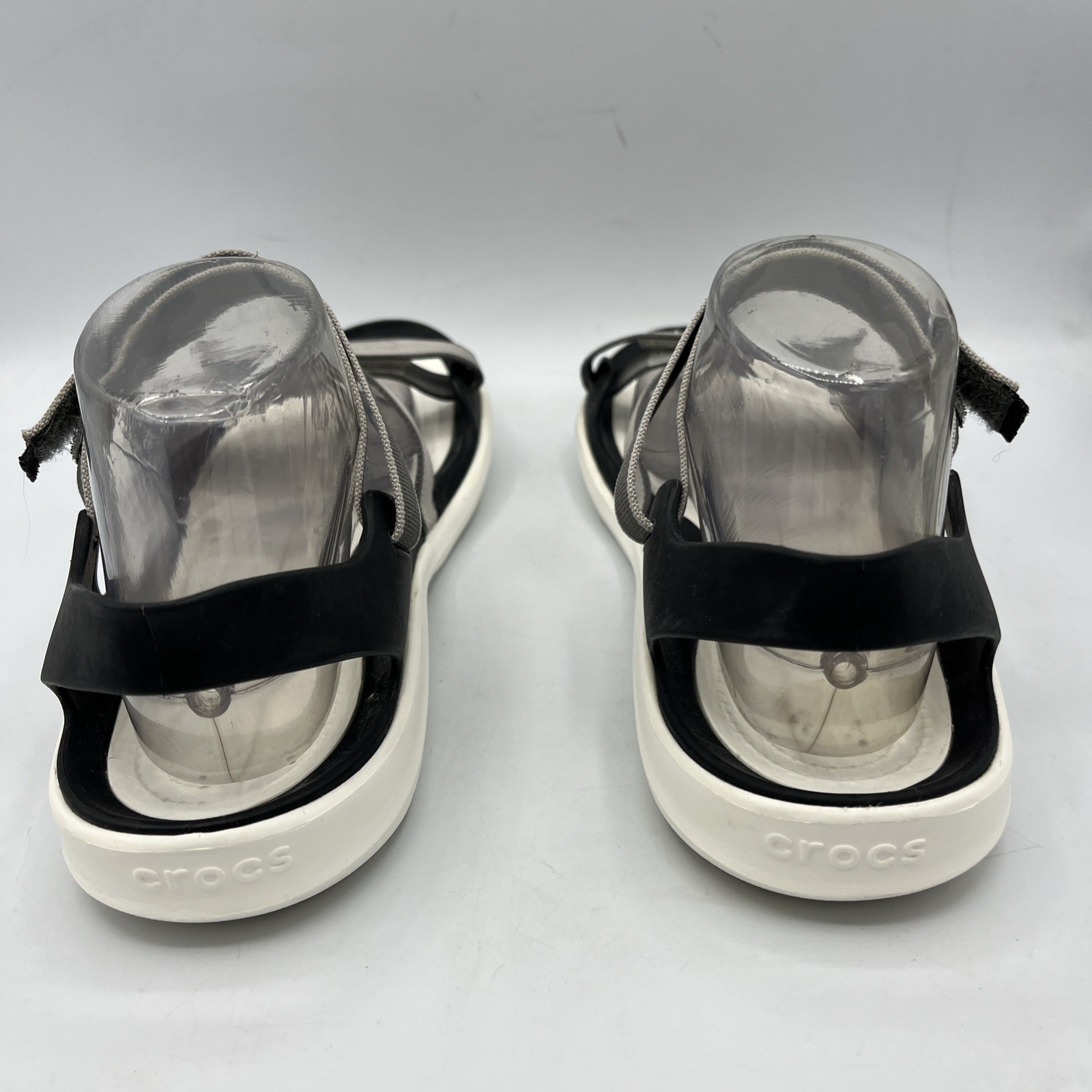 Crocs Swiftwater Webbing Sandals Womens 10 Black White Ankle Strap Comfort