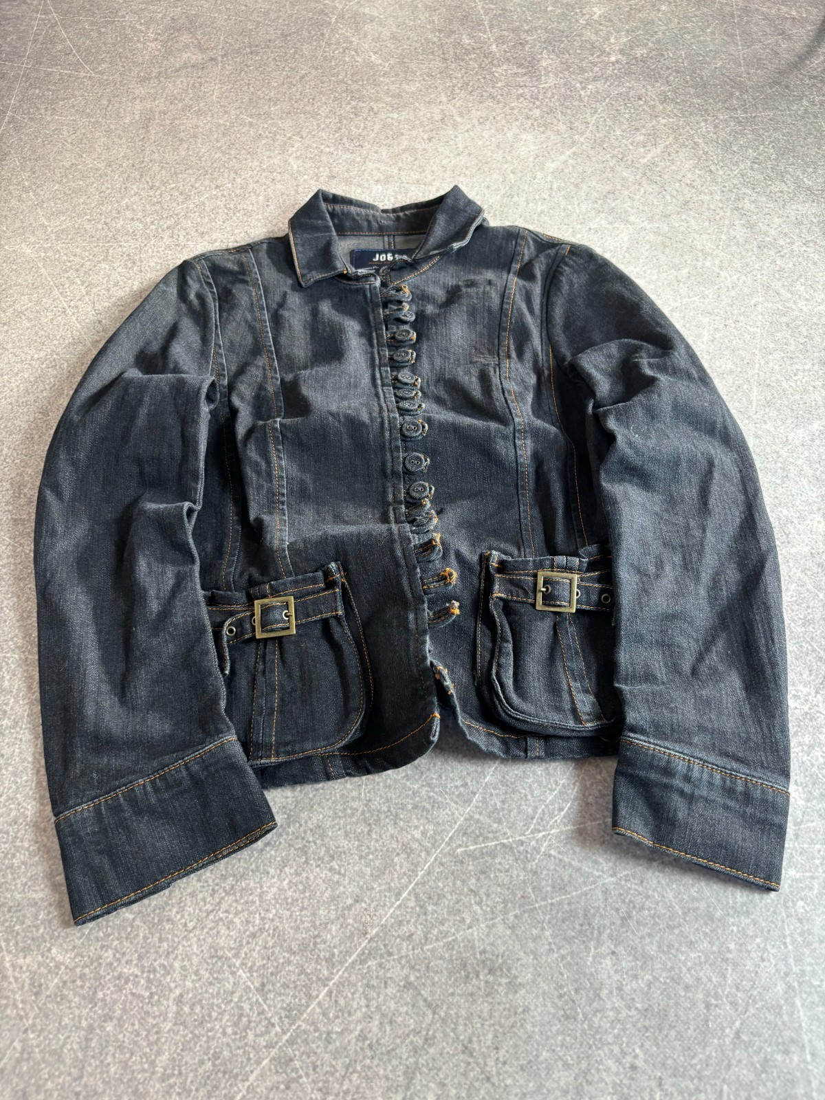 00s Gothic Napoleon Style Military Cotton Cropped Jacket Double Breasted Button
