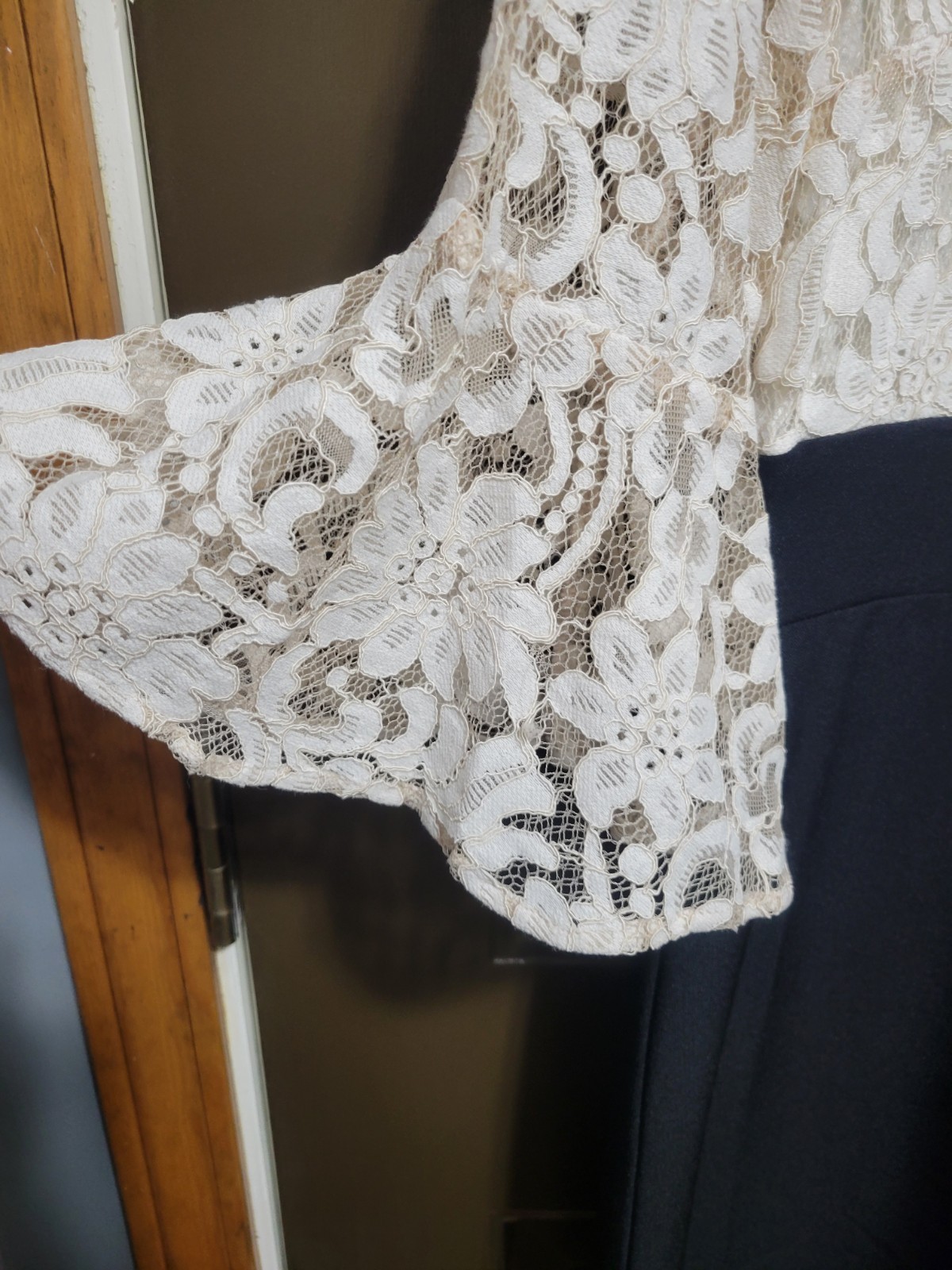 NWT Womens Small Elegant Lace Fit Flare Dress Bell Sleeve Classic Timeless Dress