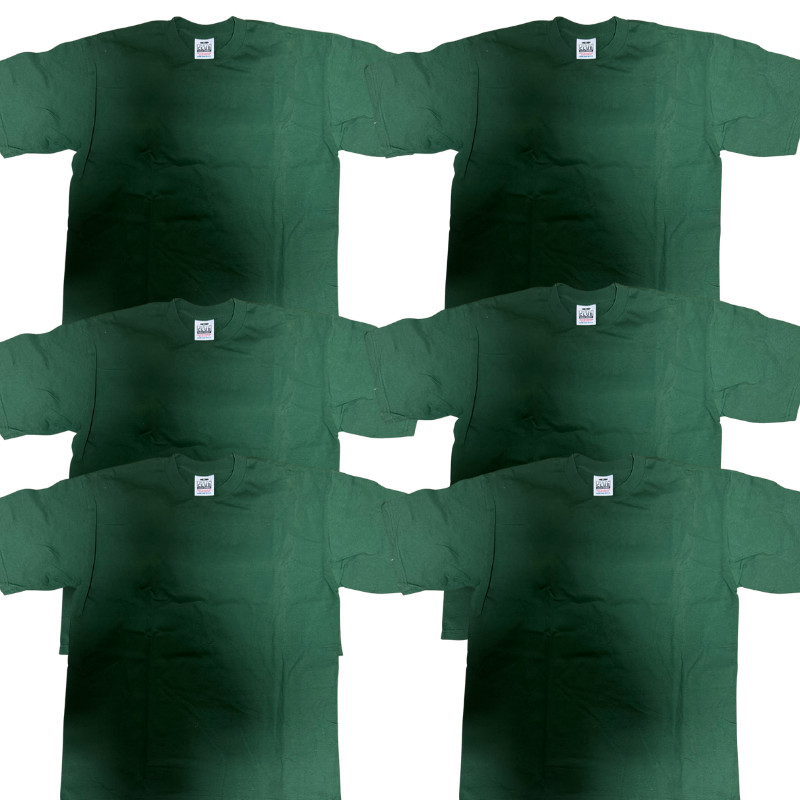 6 Pack Pro Club Mens Heavyweight T-Shirt Green Short Sleeve Crew Neck Cotton Tee