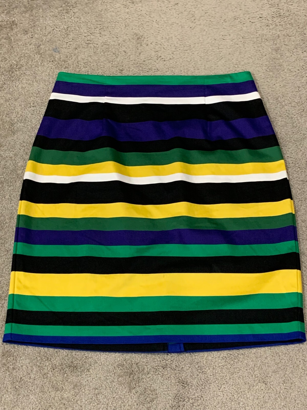 Worthington Skirt Women’s 14 Black Yellow Green Blue Striped Career Cocktail Fun