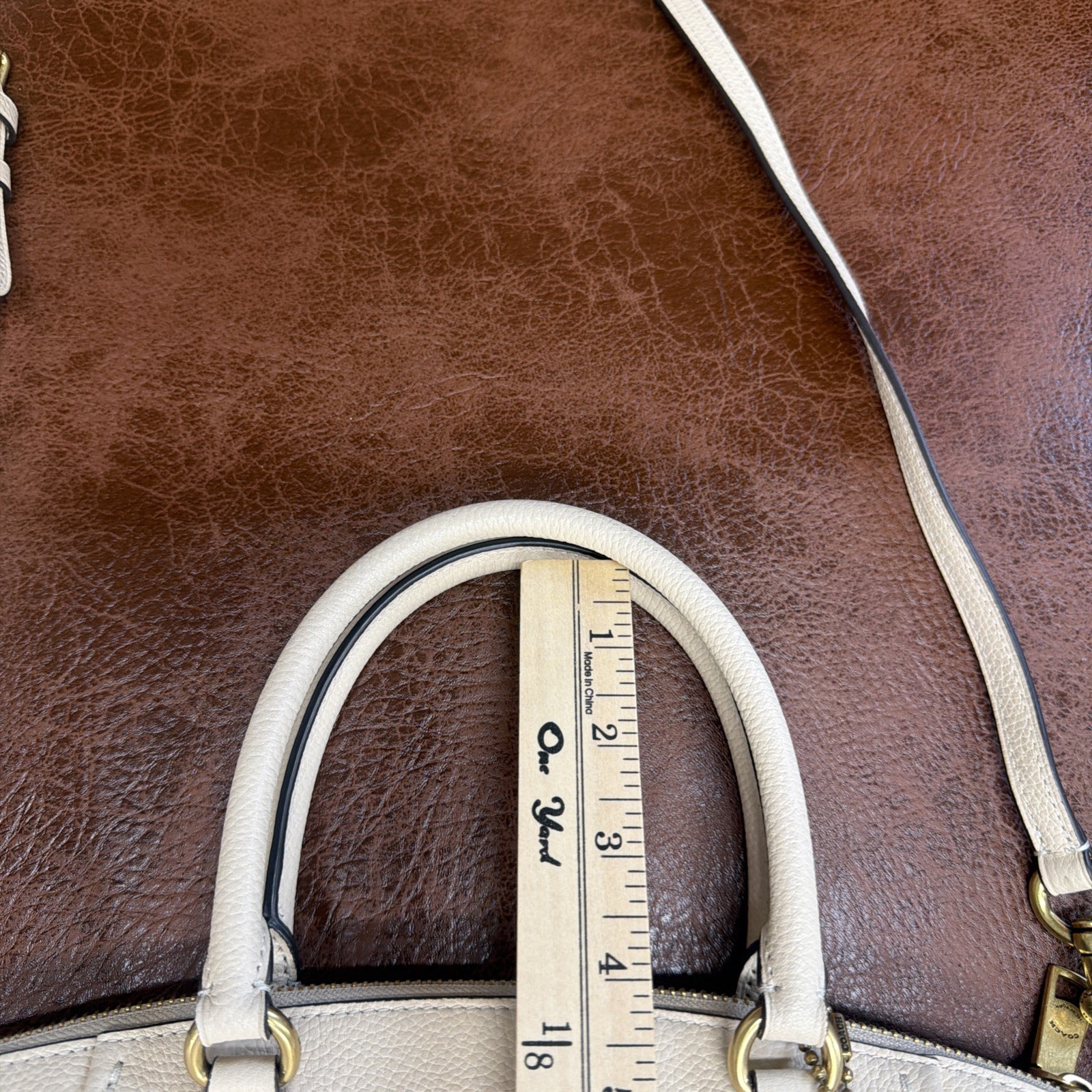 COACH ELISE Ivory Pebbles LEATHER CROSSBODY 79316 SATCHEL CONVERTIBLE