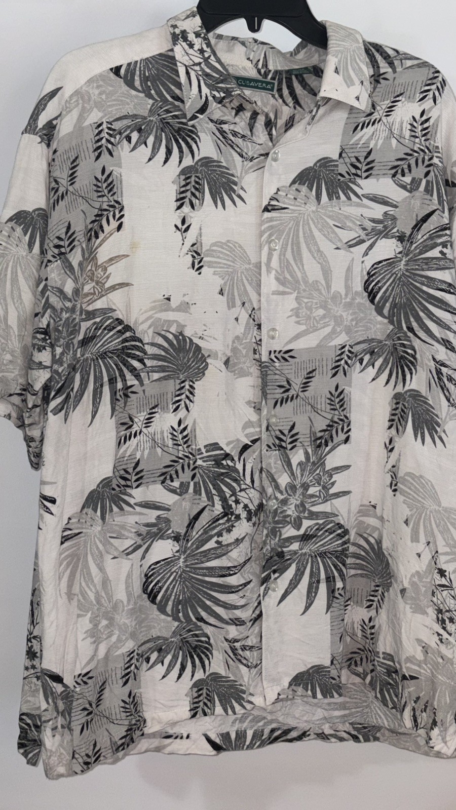 Cubavera Mens white Floral Palm Leaf Short Sleeve Shirt Sz XL Hawaiian Resort