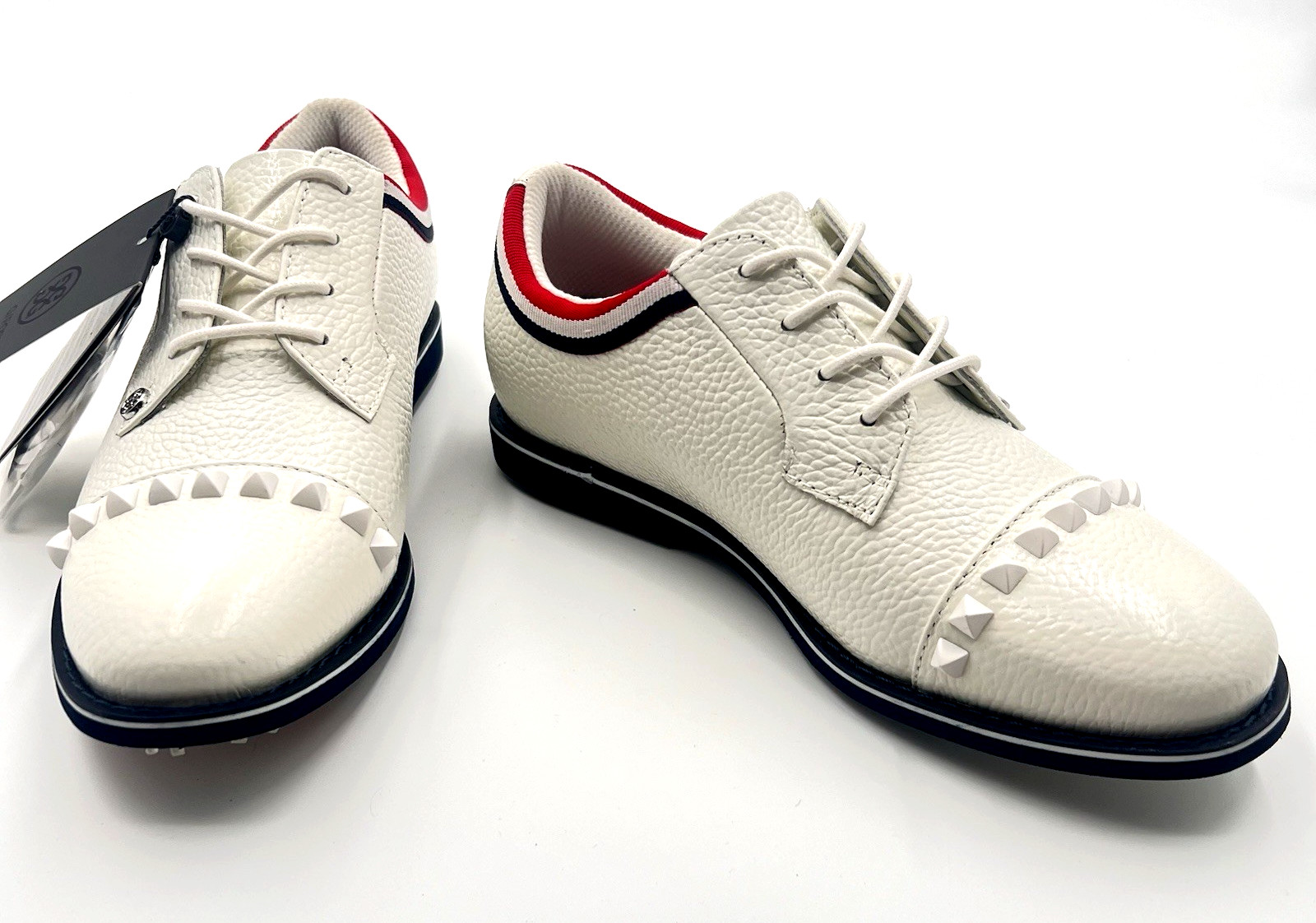 G/FORE Grosgrain Stud Cap Toe Gallivanter Golf Shoes White Womens 7.5 Waterproof