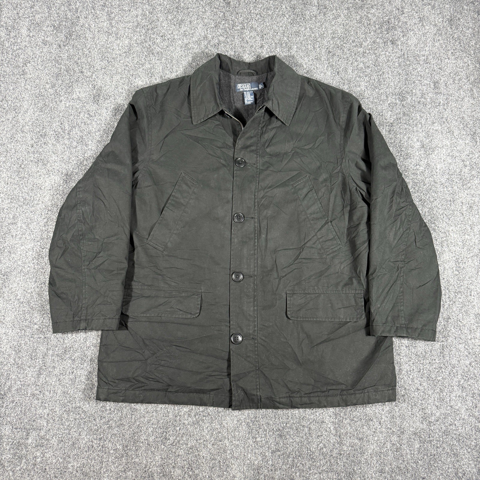 Vintage Polo Ralph Lauren Jacket Mens Size Large Barn Utility Chore Coat Black