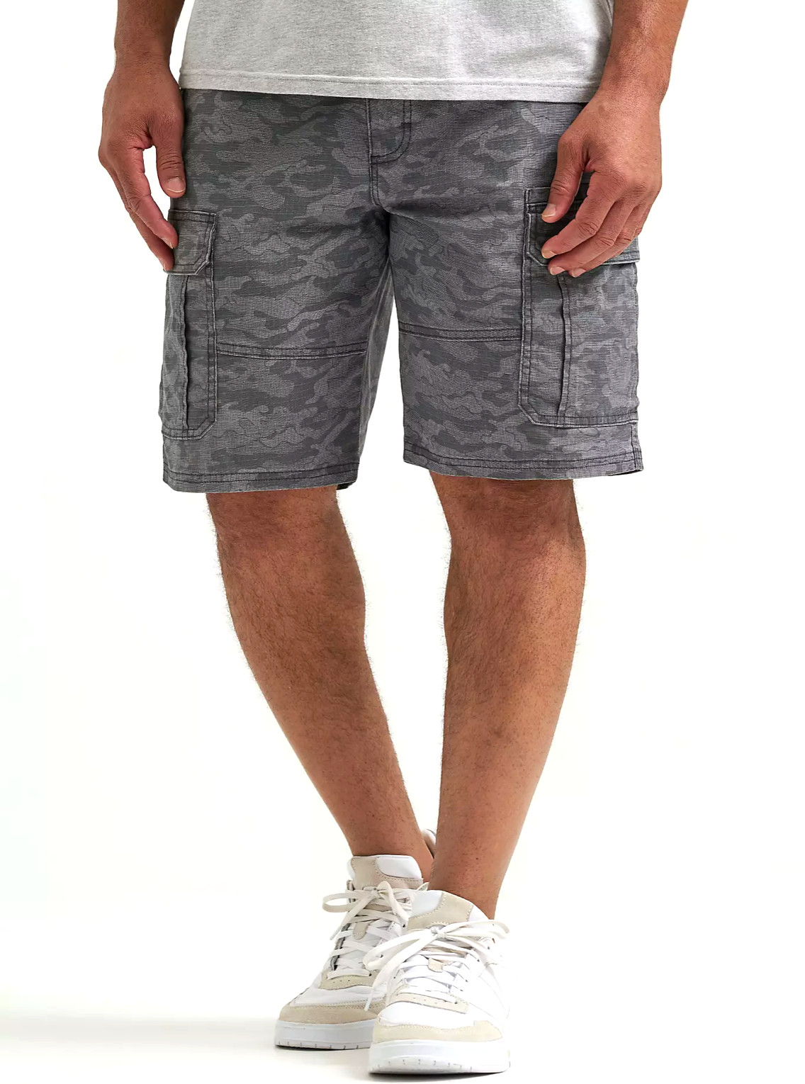Men’s Wrangler Relaxed Fit Cargo Shorts w/ Stretch Camo Magnet Grey ALL SIZES