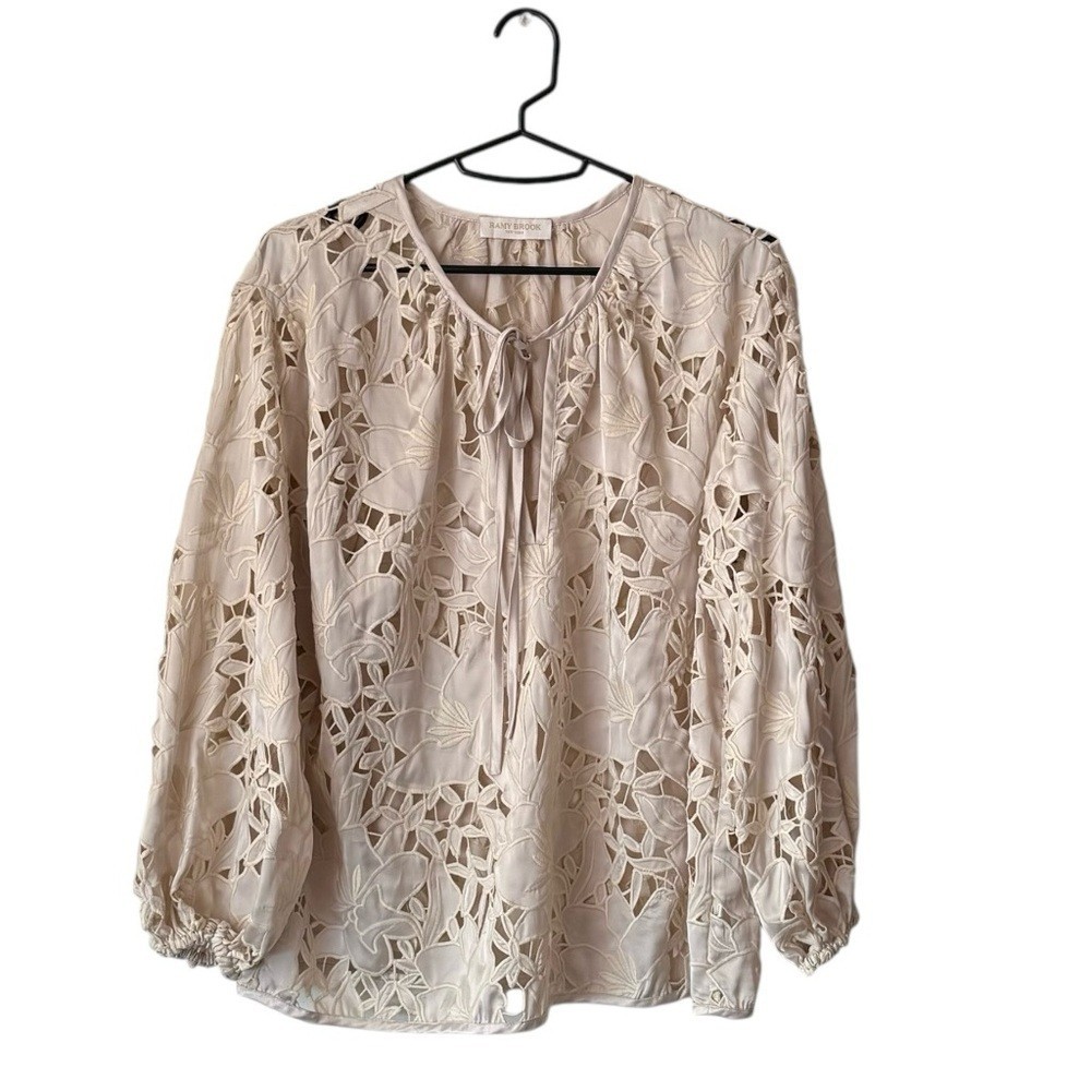 Ramy Brook Mikayla Eyelet-Embroidered Blouse Sz L