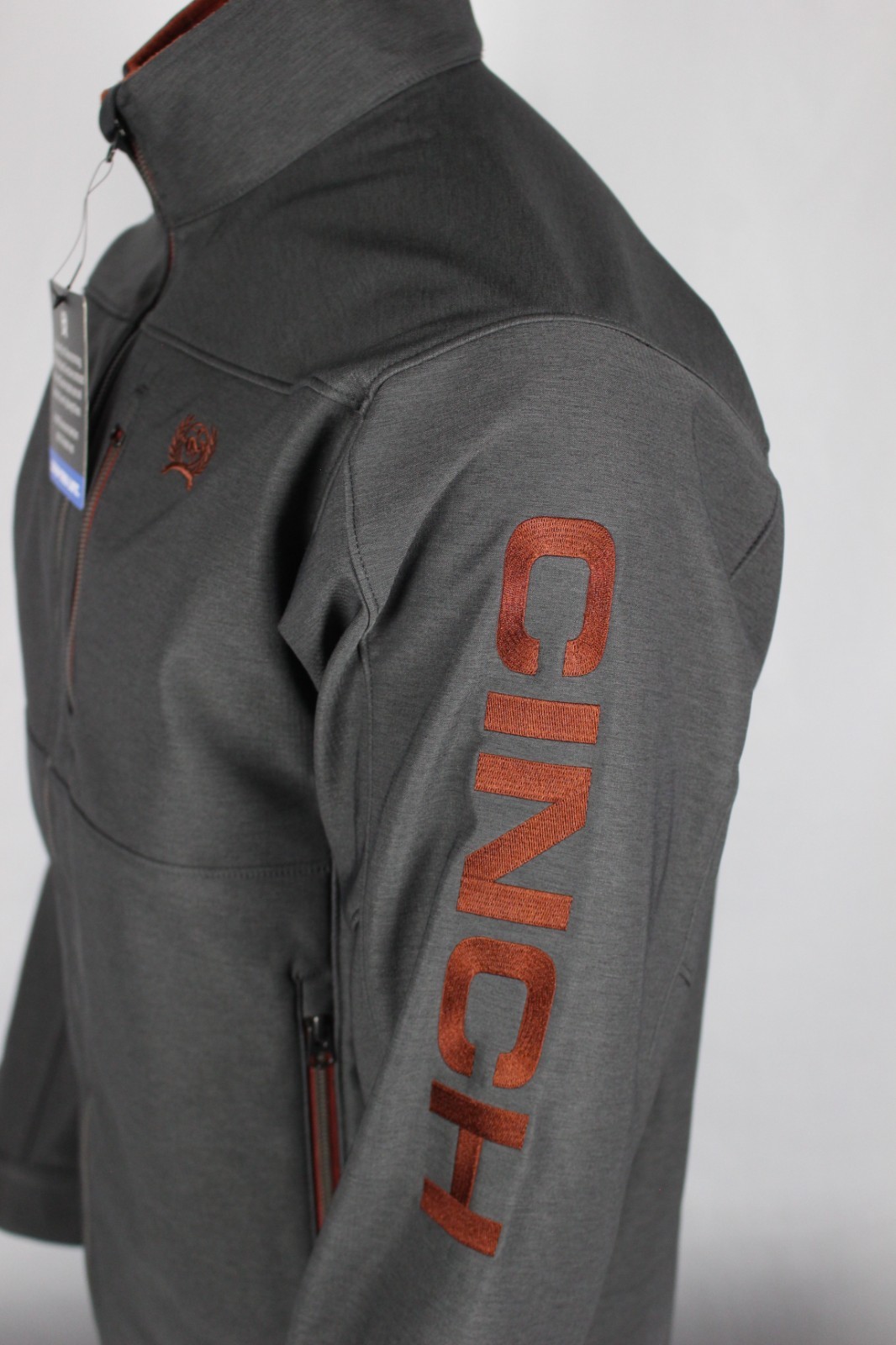 Cinch Jeans Men’s Bonded Jacket Full Zip Softshell Wind Water Resistant Charcoal