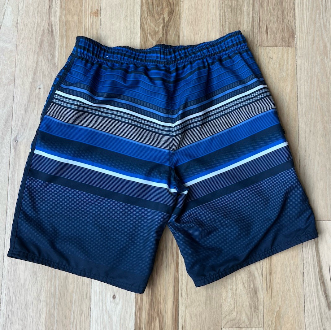 OP Ocean Pacific Men’s Size Large (36-38) Surfer Blue Striped Board Swim Shorts
