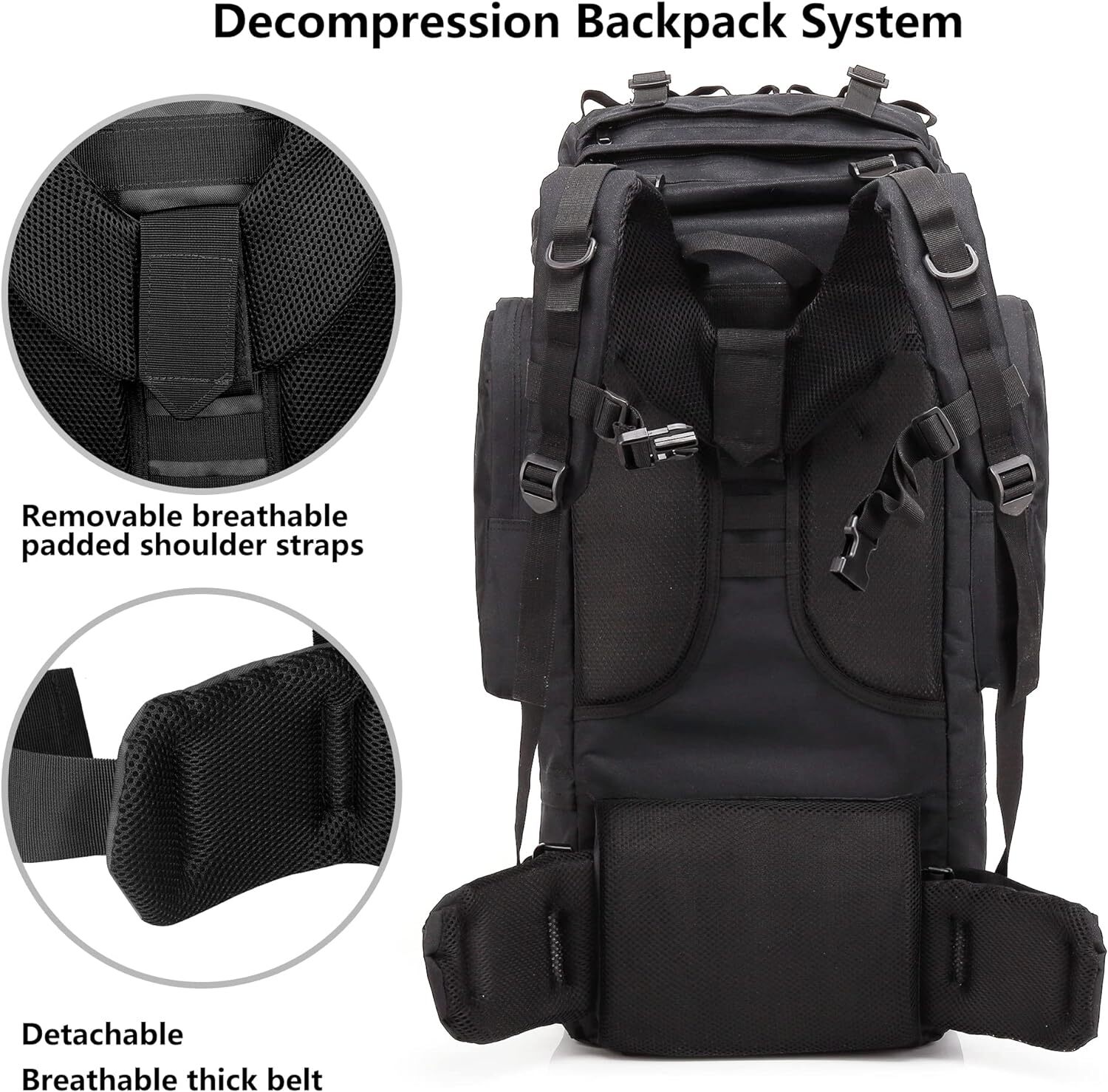 Military Tactical Backpack 30L-70L Large Outdoor Men 3 Day Assault Pack Rucksack