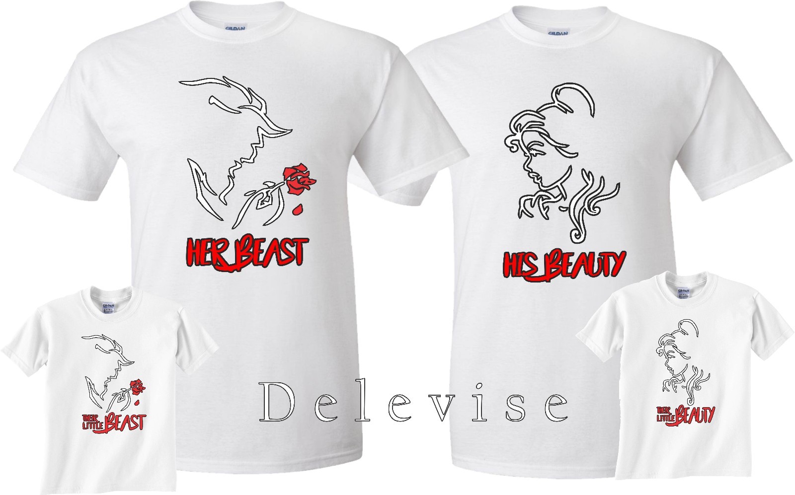 His Beauty and Her Beast Family matching funny cute T-Shirts