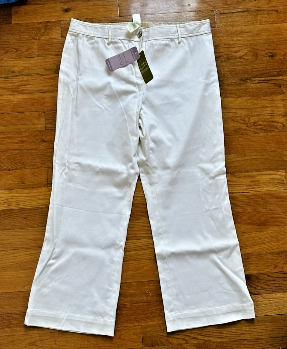 NWT Sigrid Olsen Shell Beach White Innovator Straight Leg Pants Low Rise Size 8