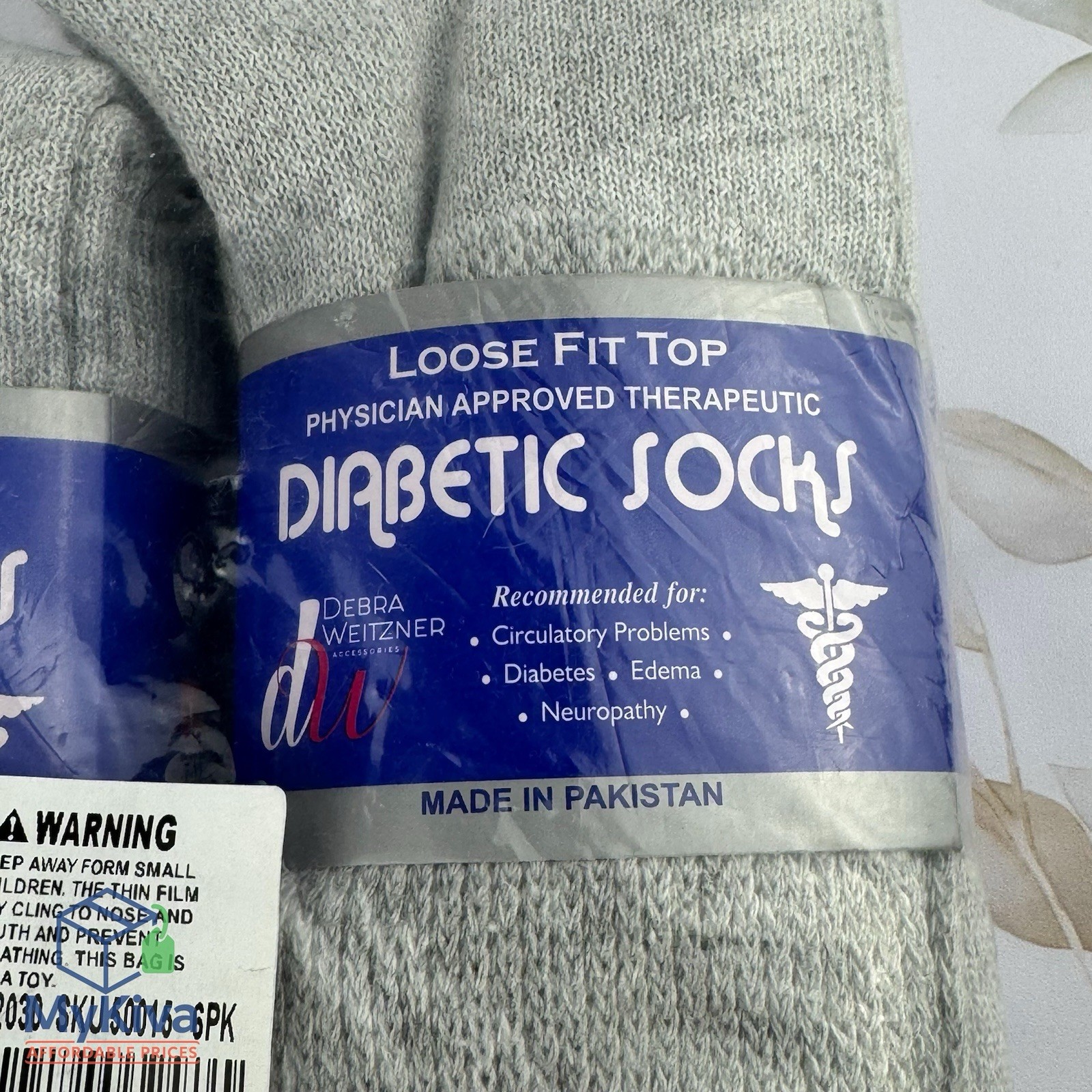 Diabetic crew socks men women gray 10-13 circulatory health cotton 6 pair pack