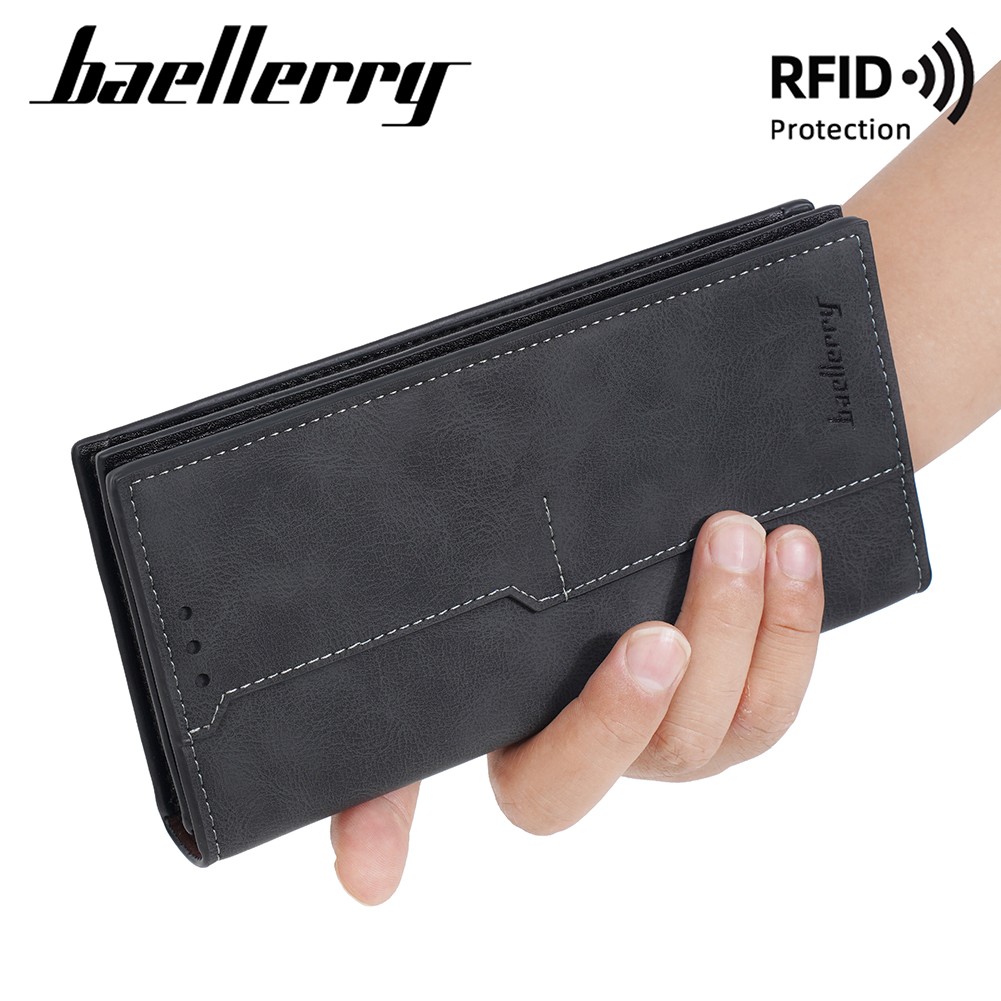 Men’s Leather Long Wallet Bifold ID Card Holder Purse Checkbook Clutch Billfold