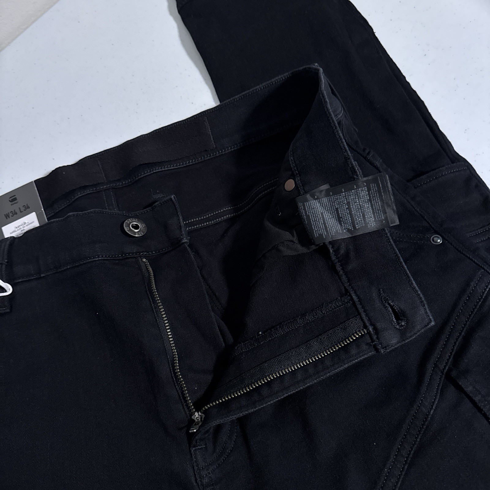 G-Star Raw Airblaze 3D Skinny Black Multi Pocket Moto Cargo Jeans Mens 34×34 NEW