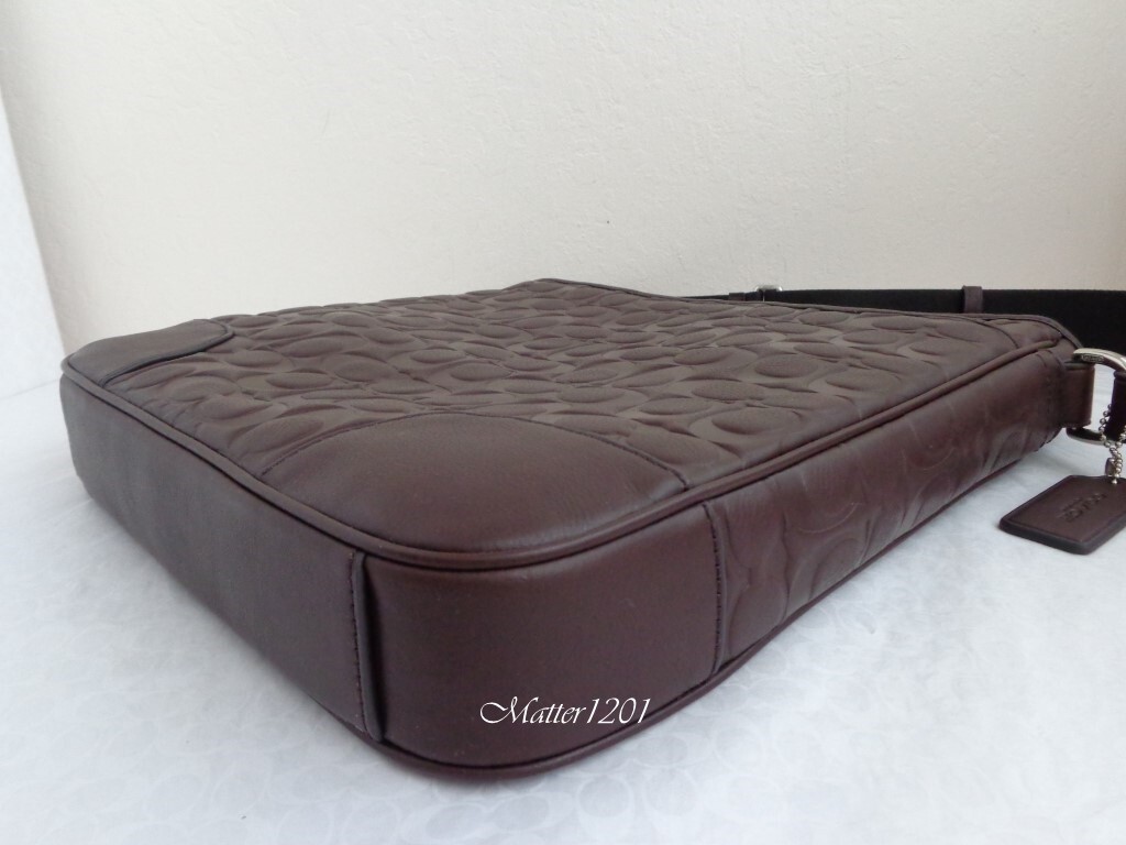 Coach NWT F71212 Heritage Web Leather Embossed C Zip Top Bag Brown