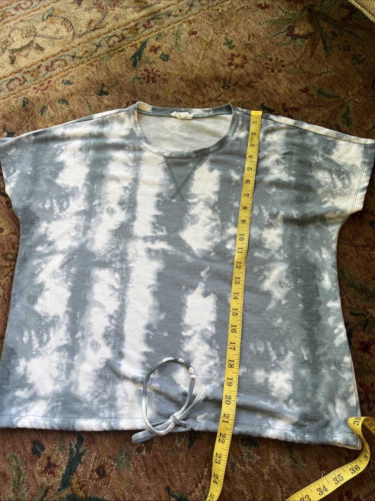 COMO BLU Tie Dye Gray White Pullover & Jogger Pants Matching Lounge Set Cozy M