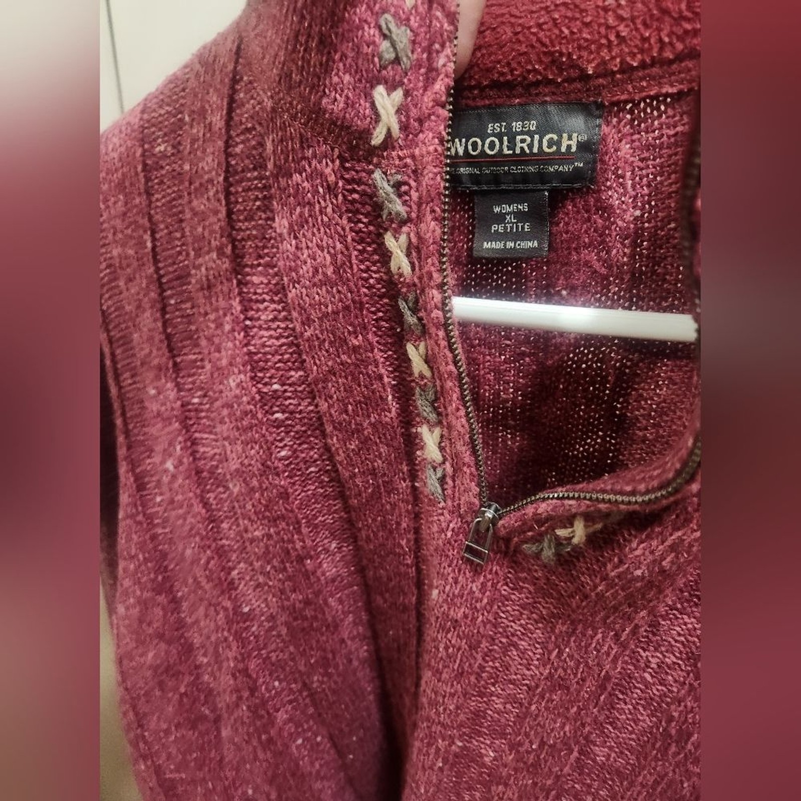 Woolrich Burgandy Knit Sweater with Star Accents