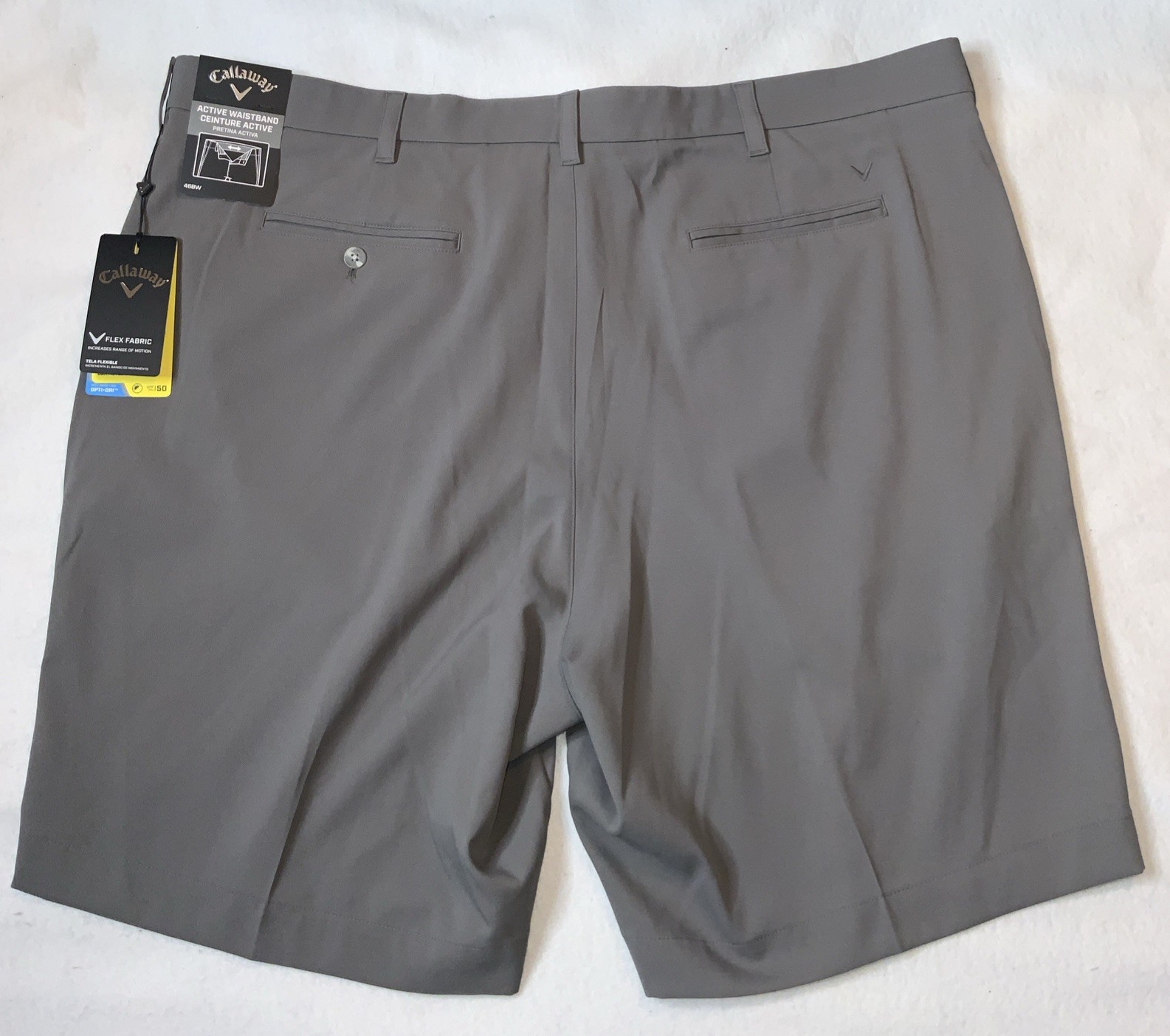 Callaway Men Stretch Flex Fabric Opti-Dri Quiet Shade Grey UPF 50 Shorts Sz 46B
