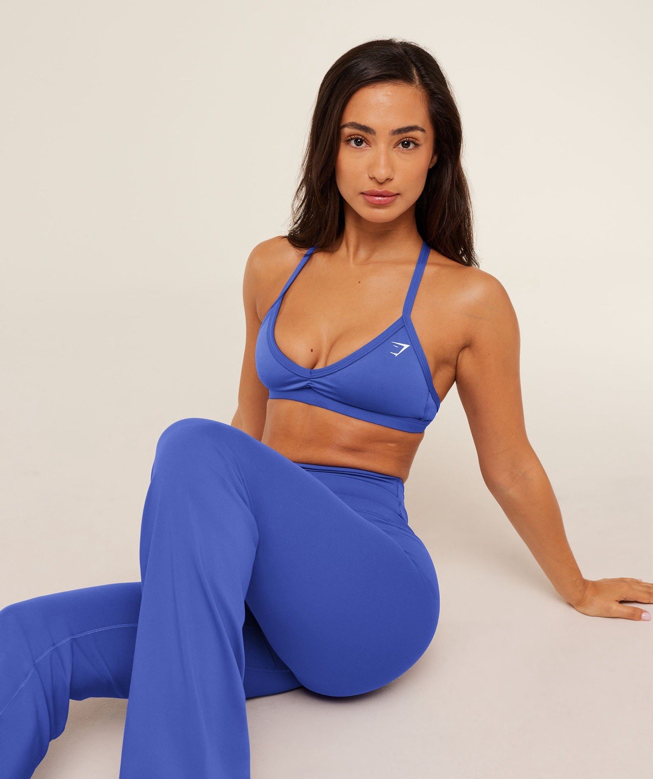 GYMSHARK Minimal Sports Bra + Whitney Mid Rise Flared Legging in Blue – Size S