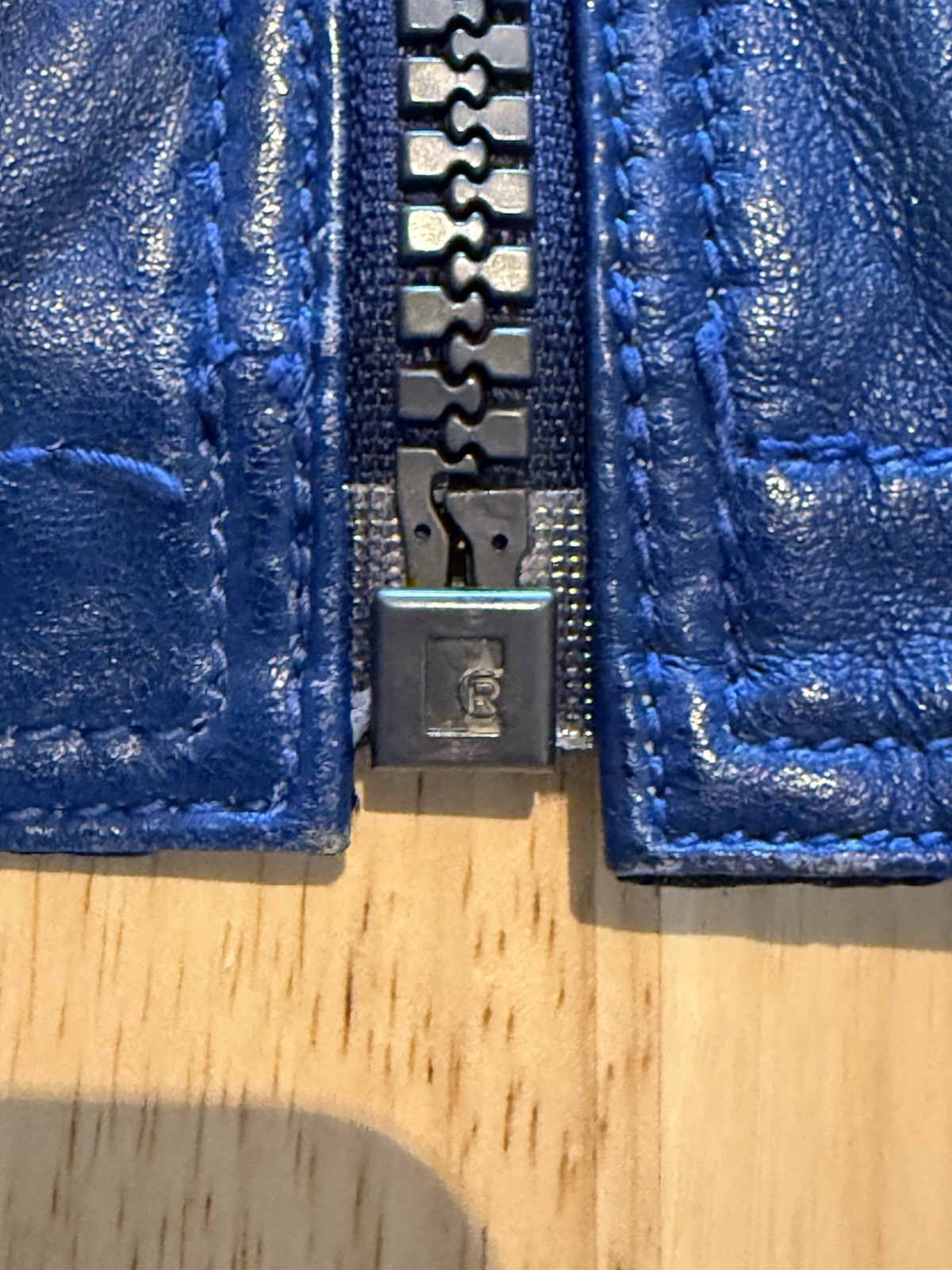 Blue Leather Jacket Strellson Racer Jacket XL Swiss Designer Lined Zip Up