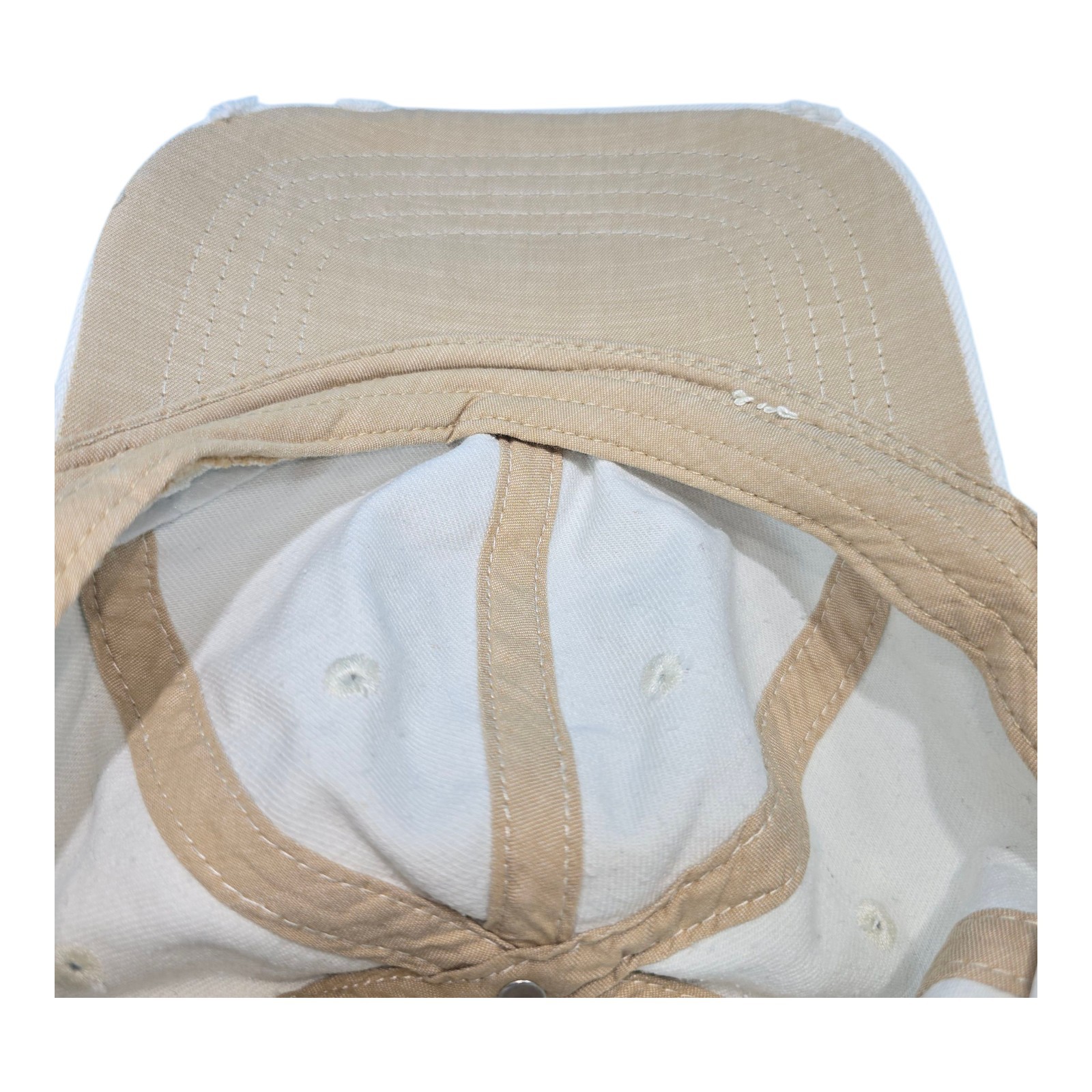 Washed Cotton Twill Baseball Cap Distressed Dad Hat White Adjustable