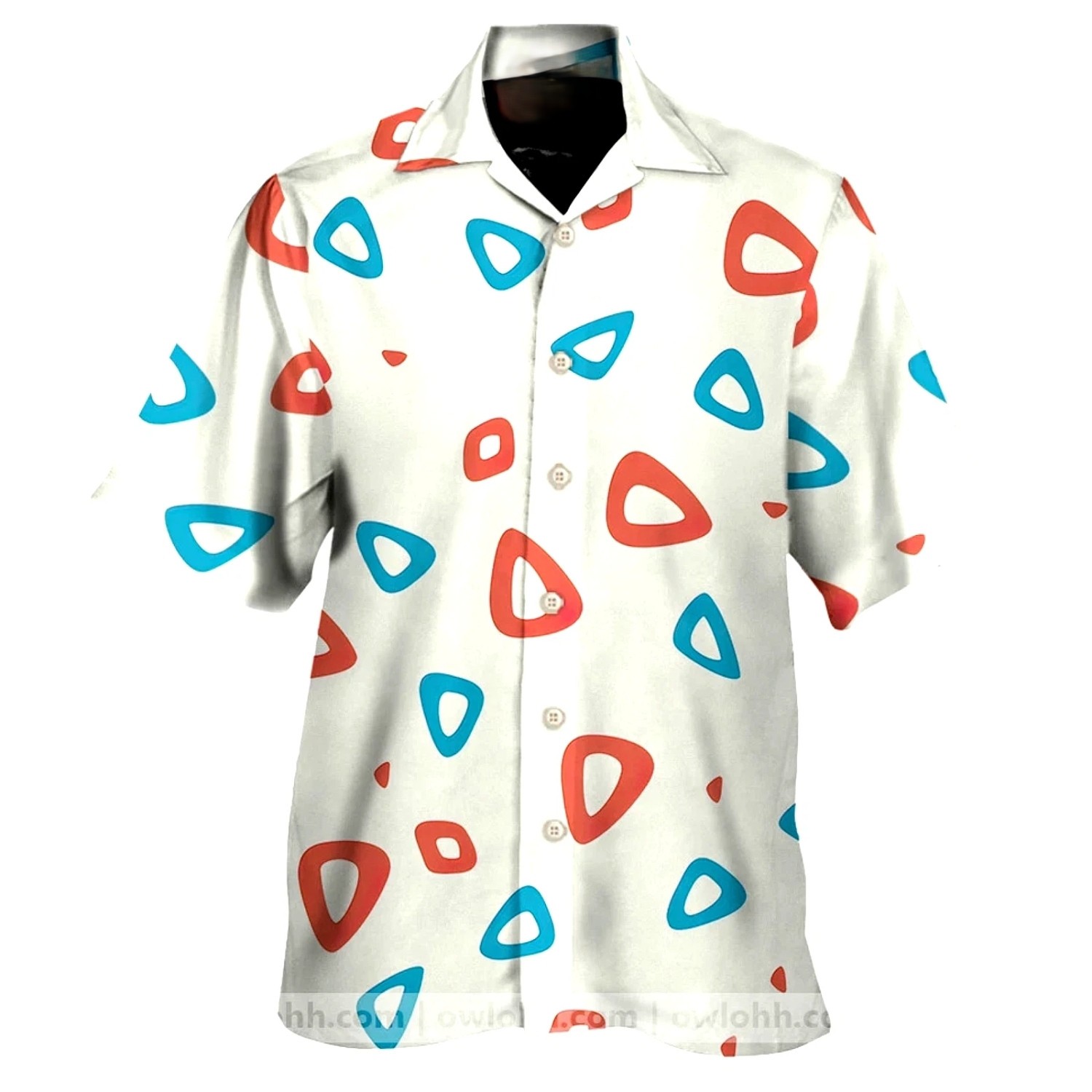 Cute Togep-i Egg Pattern Hawaiian Shirt Retro Anime Monster Beach Button Down