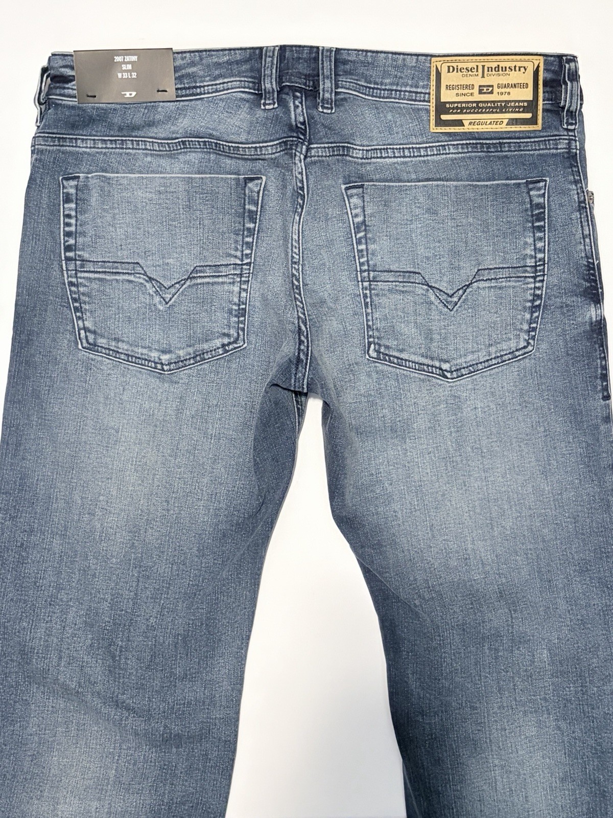 NWT Diesel Zatiny-X Slim Bootcut Jeans Men 33×32 Blue Wash Denim Pants MSRP $250