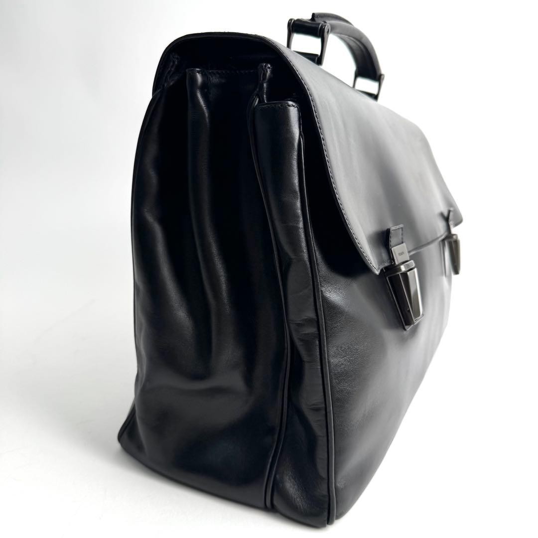 PRADA Black Leather Briefcase Business Bag Handbag Italy Office Laptop NERO
