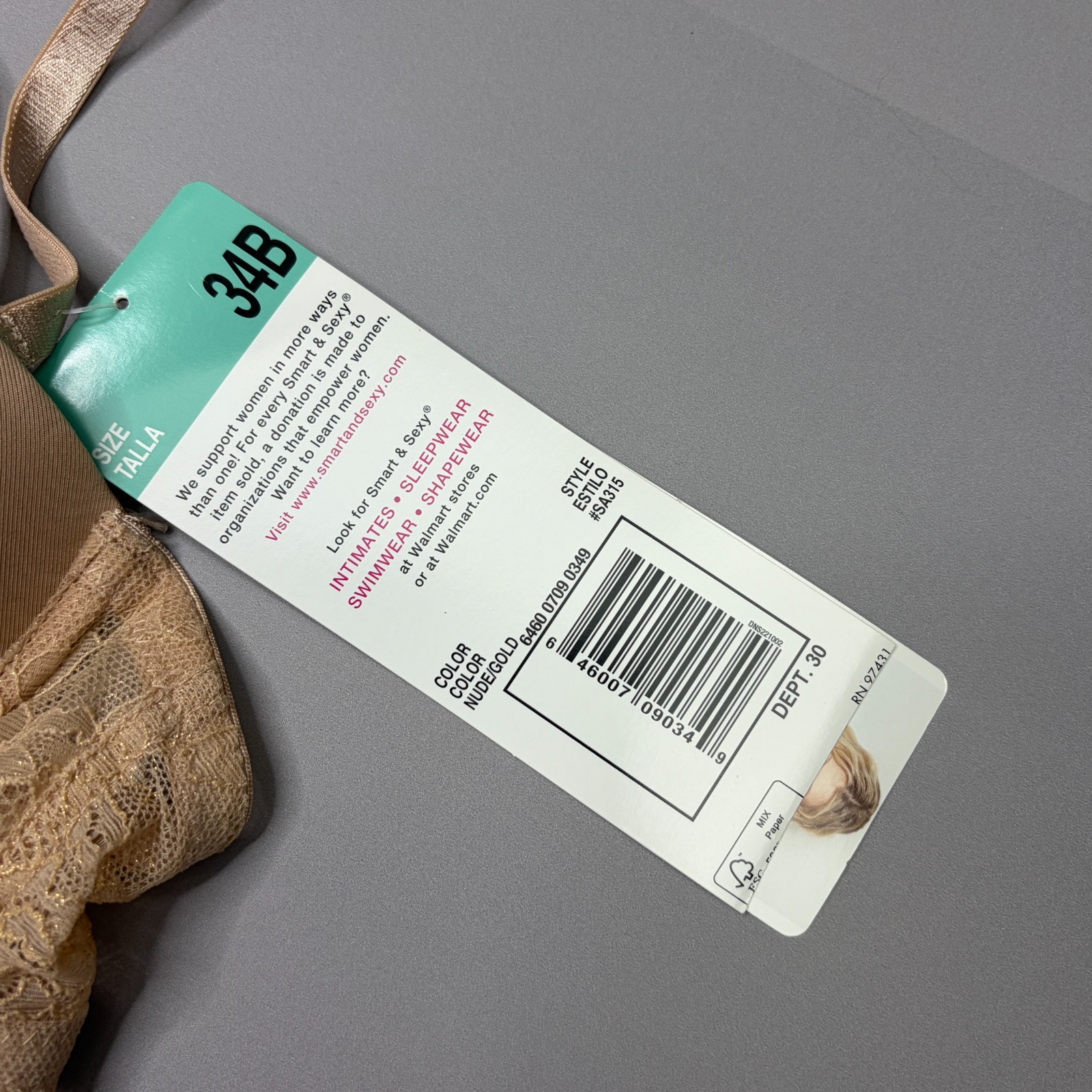 New Smart & Sexy Push Up Bra 34B Multiway Straps Underwire Padded