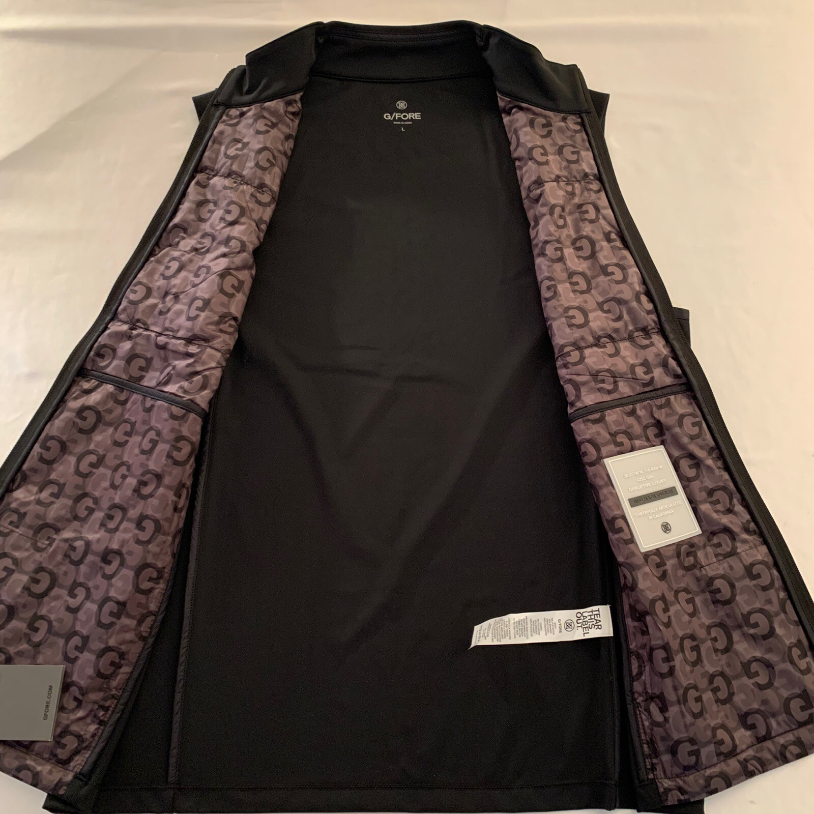 G/Fore G4 Vest Jacket Mens Large Performer G’s Black G4MA23O49A New NWT $225