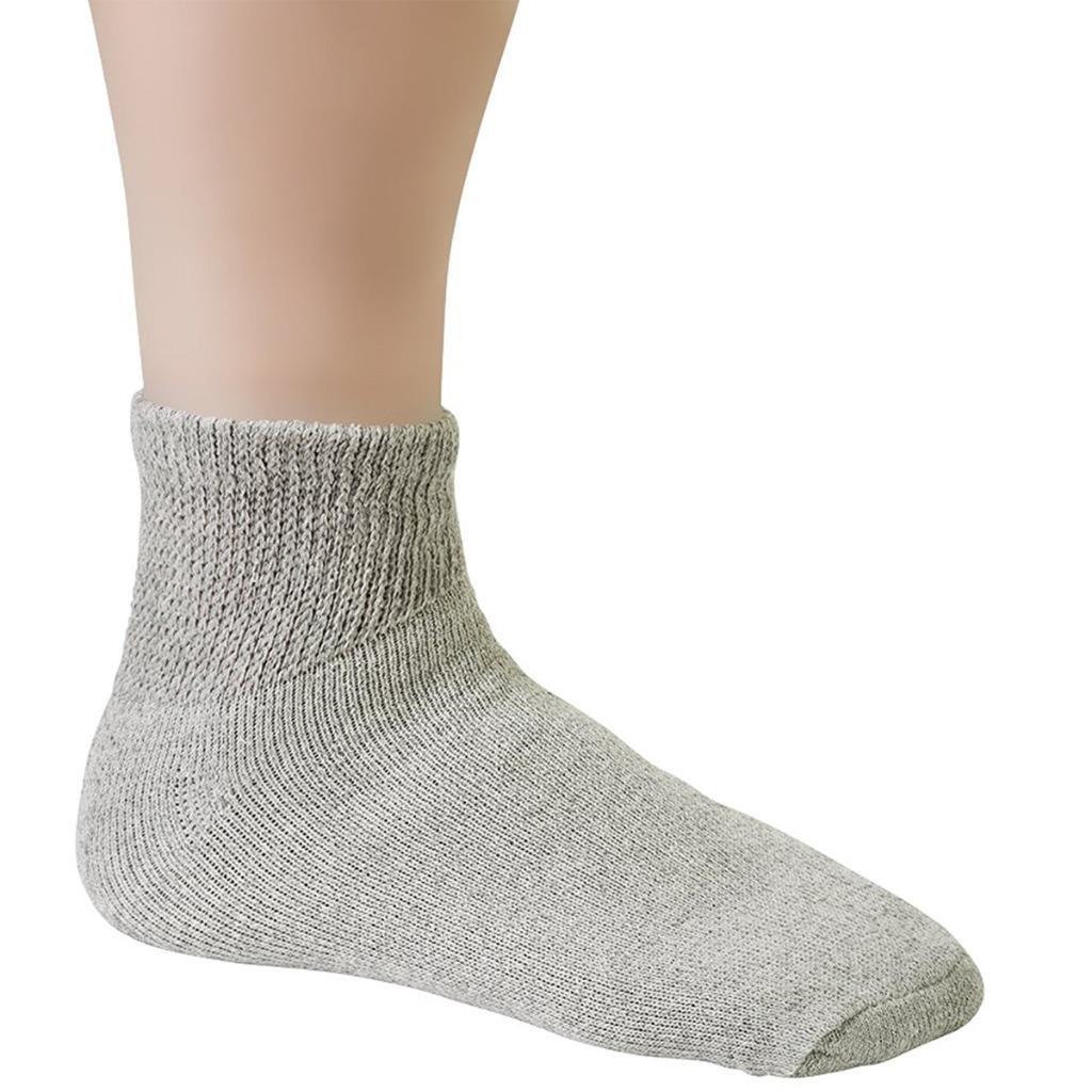 12 Pair Gray Men Physicians Choice Loose Fit Diabetic Ankle Socks Cotton 10-13